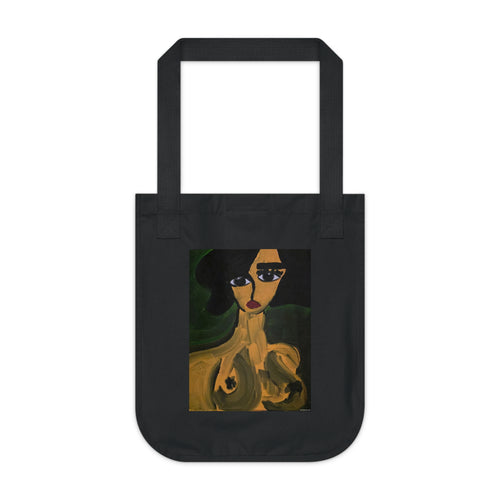 Sac fourre-tout à motif portrait abstrait de femme | Art figuratif pictural, fait main, coton écologique