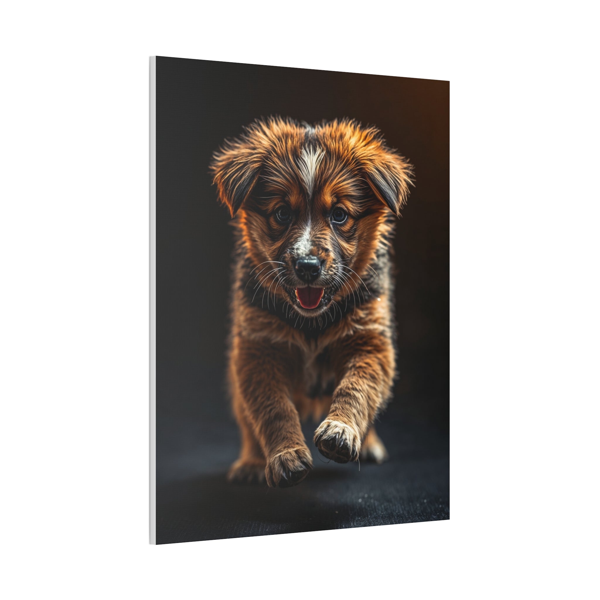 Running Puppy Canvas | Stretched Wall Art, Dog Portrait, gift for dog lovers