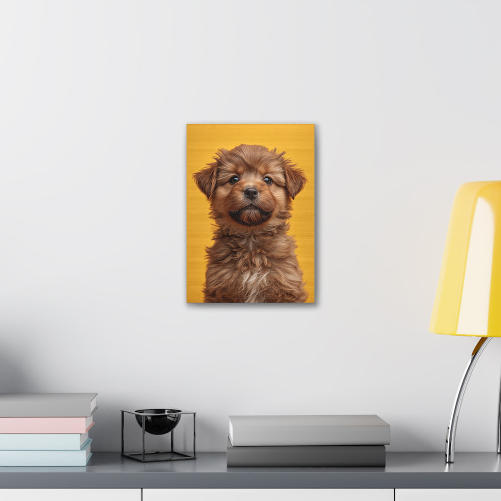 Cute Brown Puppy Portrait Canvas, gift for dog lovers