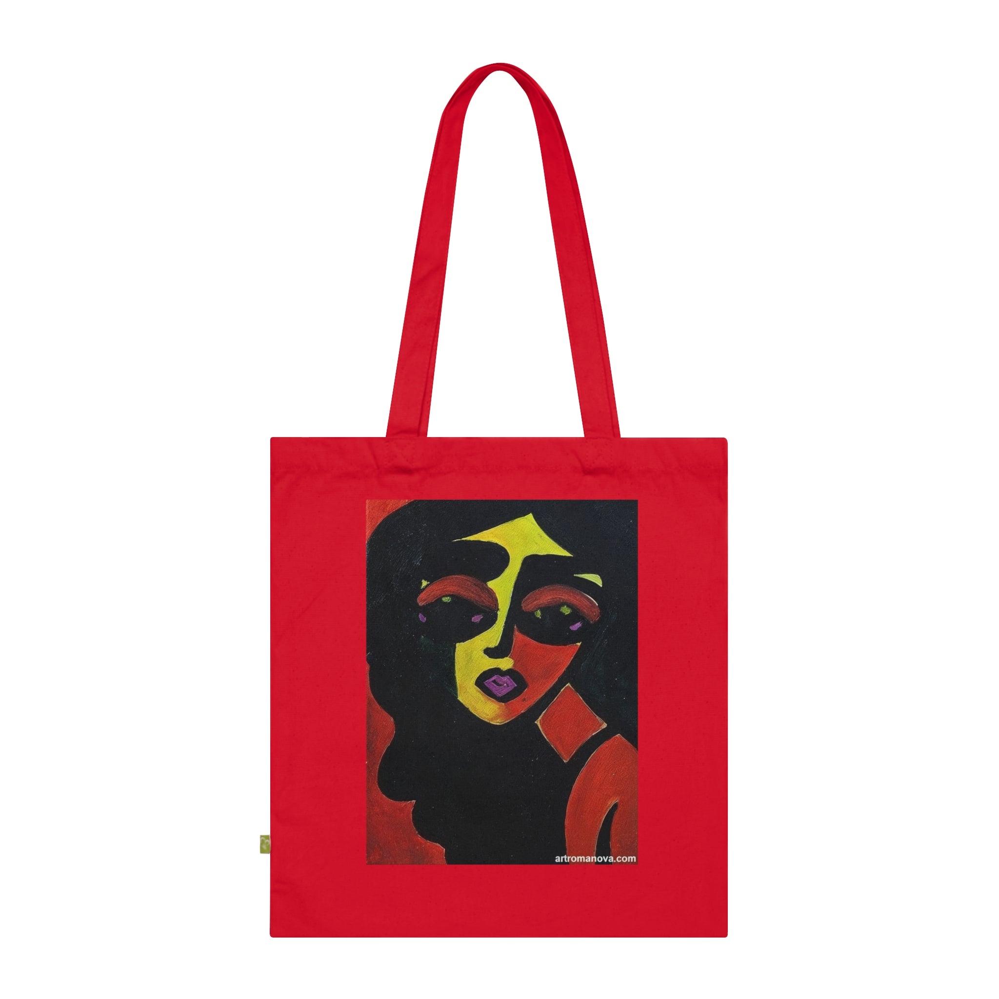 Sac cabas à portrait abstrait coloré | Sac cabas artistique, coton écologique, toile faite main
