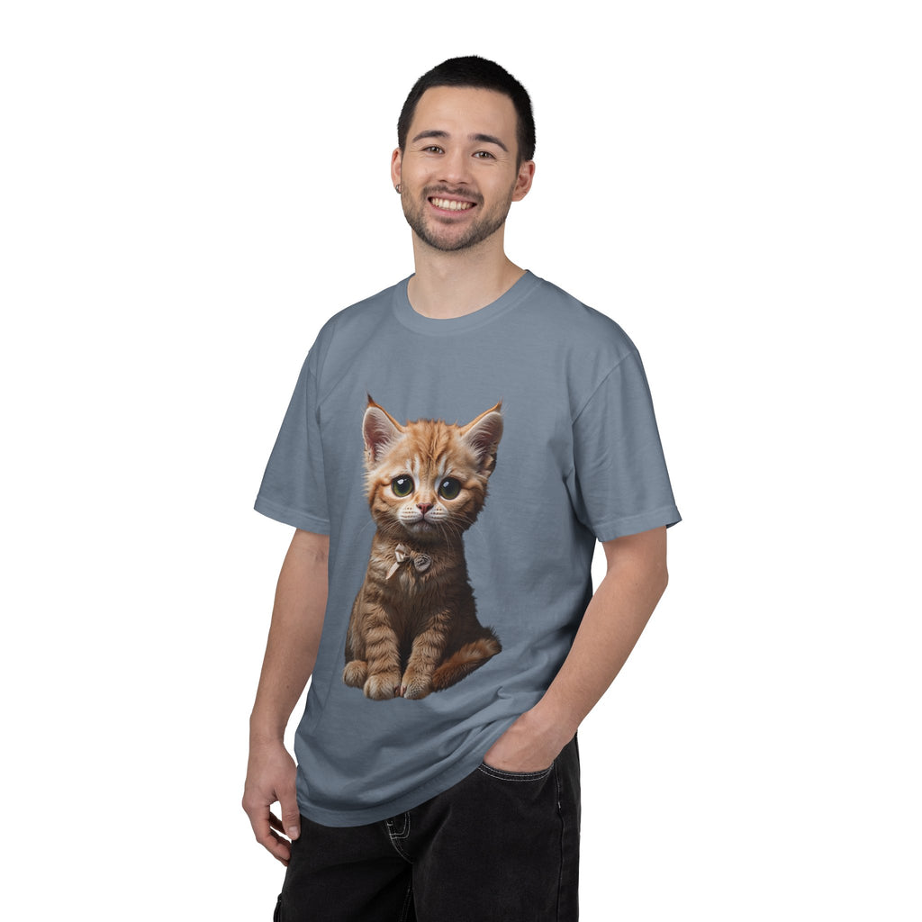 Kitten Illustration T-Shirt | Realistic Cat Portrait, organic cotton