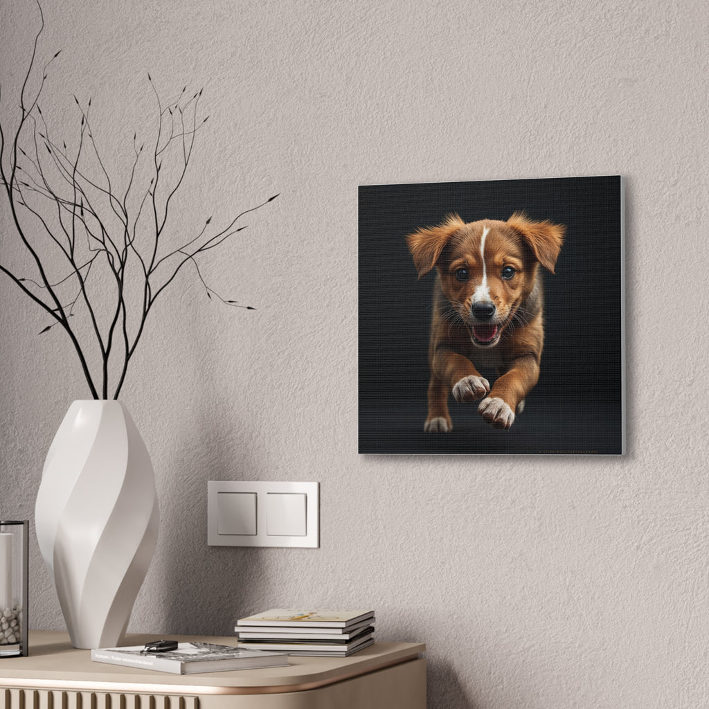 Playful Puppy Portrait Canvas, gift for dog lovers