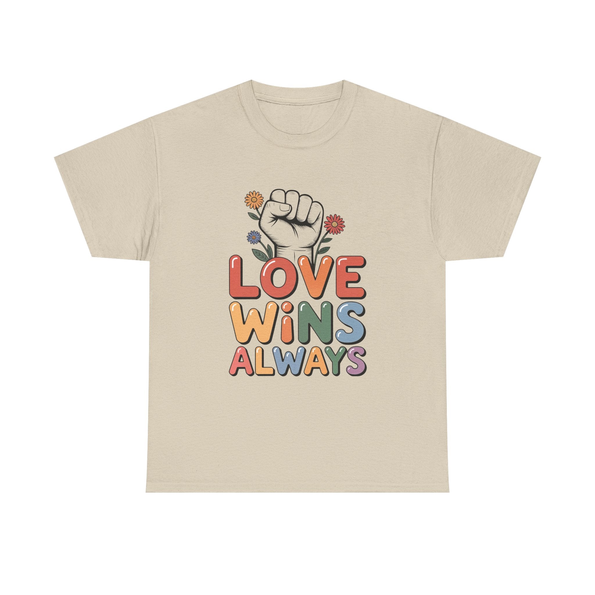Love Wins Always T-Shirt | Pride heart fist floral design