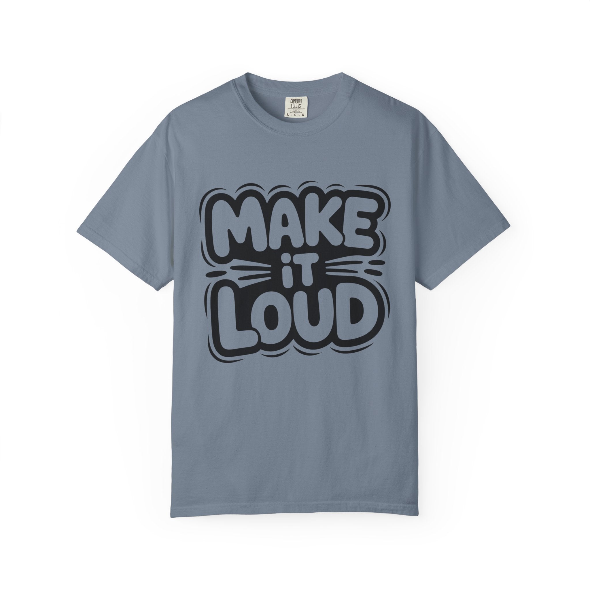 Make It Loud T-shirt | Bold Bubble Letter Graphic, Black White Design