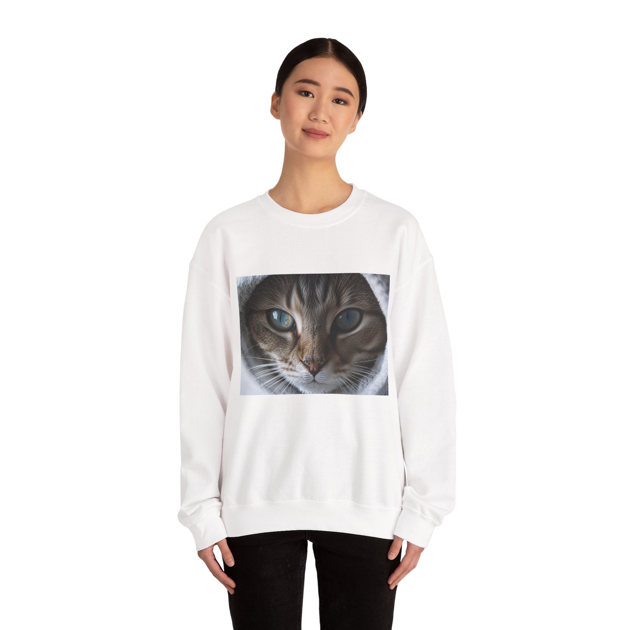 Sweat-shirt à motif chat tigré | Col rond confortable avec portrait de chat