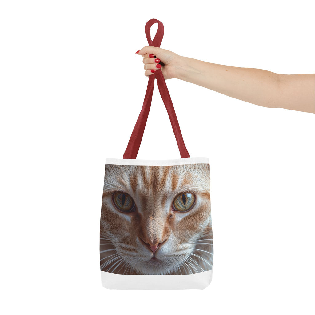 Sac fourre-tout à motif chat roux en gros plan | Imprimé intégral portrait de chat
