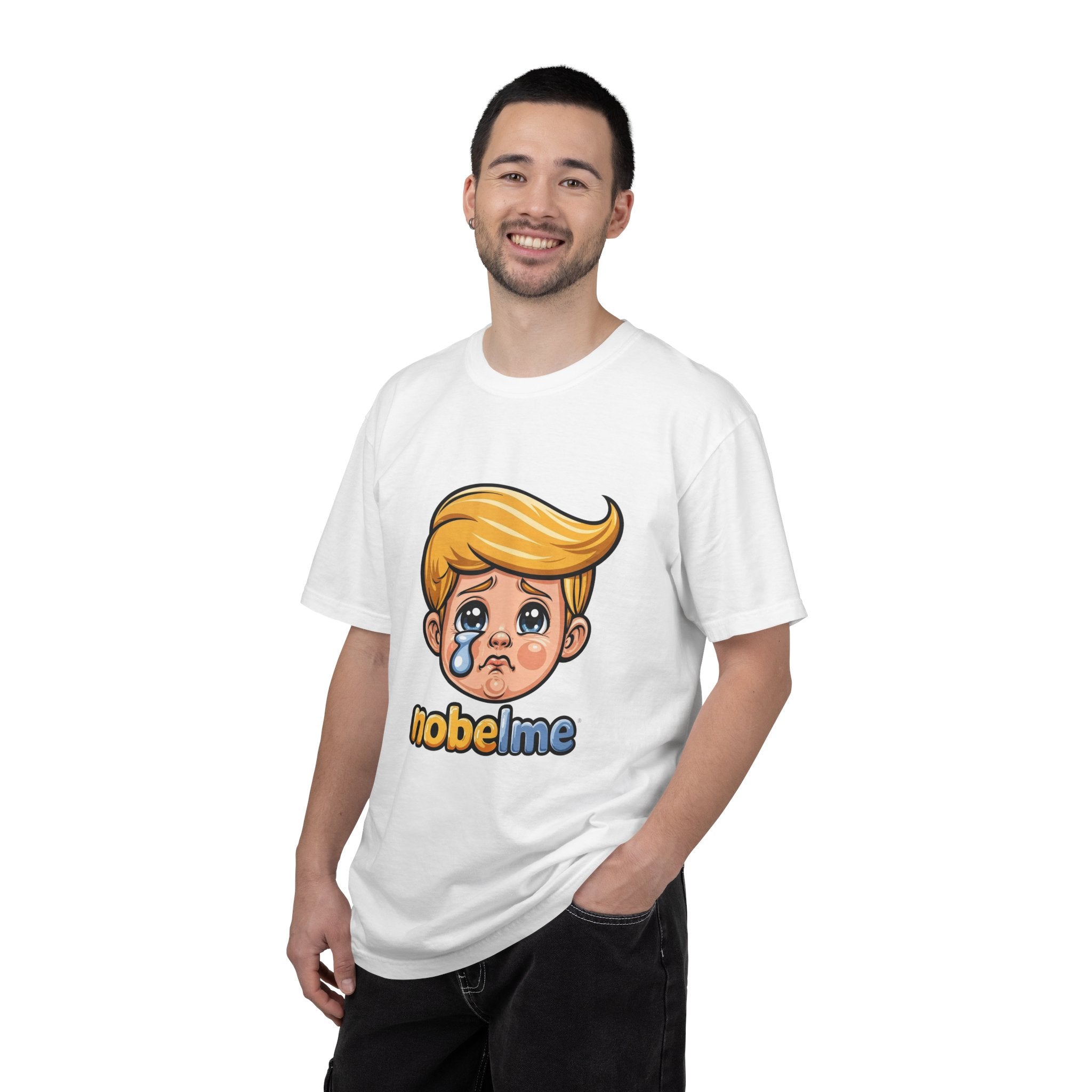 T-shirt Cartoon Leader, art pop politique satirique, imprimé humoristique : un garçon blond qui pleure (dessin animé) | T-shirt mignon avec un visage triste