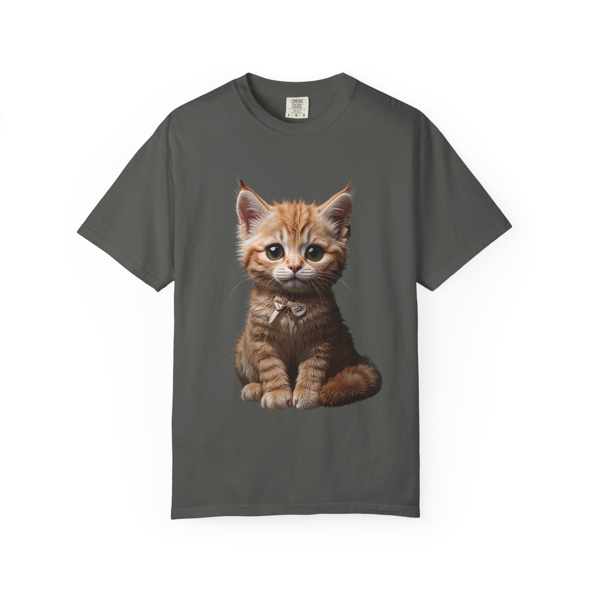 Kitten Illustration T-Shirt | Realistic Cat Portrait, organic cotton