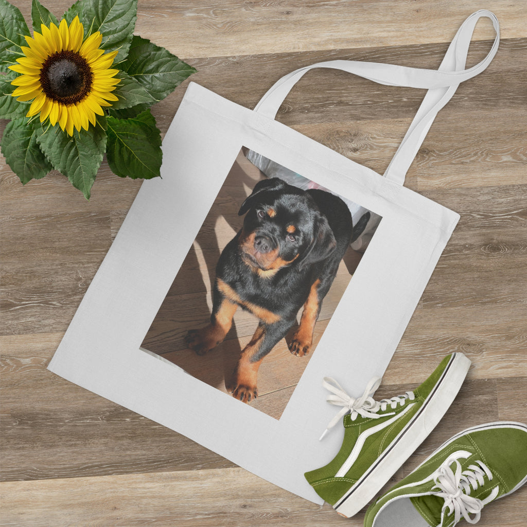 Rottweiler Puppy Photo Tote Bag | Dog Portrait Canvas Shopper bag
