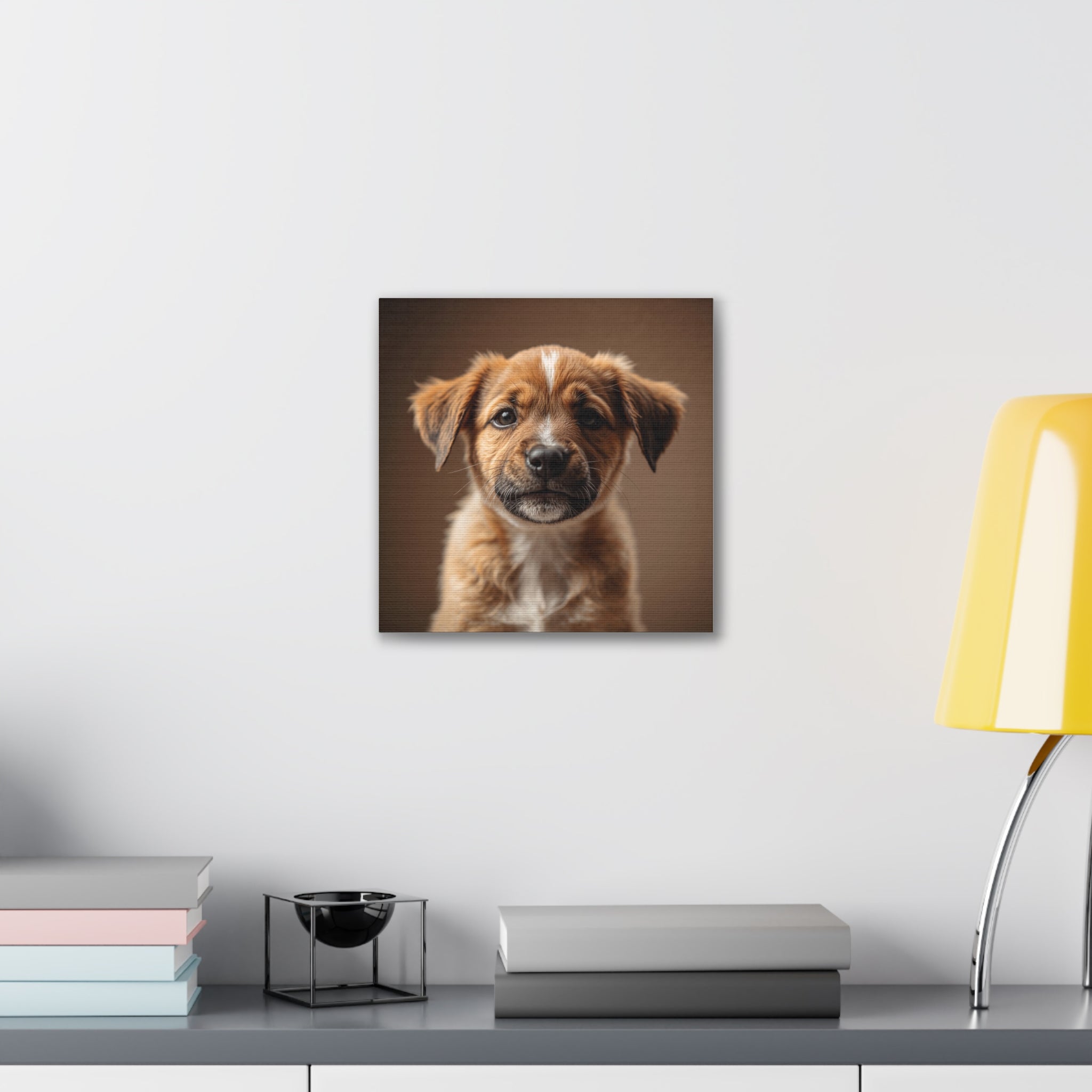 Brown Puppy Portrait Canvas Stretched 0.75" | Cute Dog Wall Art, gift for dog lovers