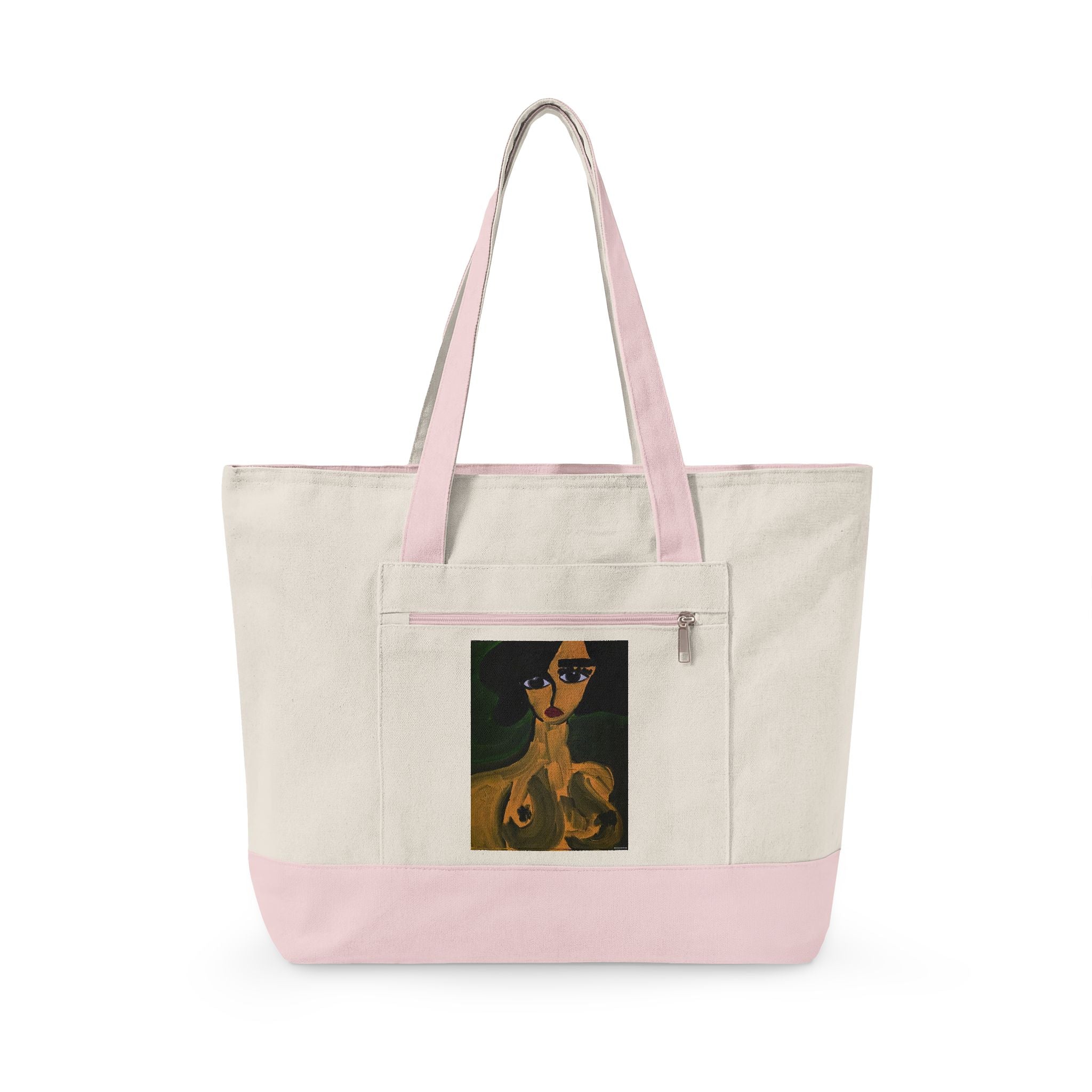 Sac fourre-tout en toile à fermeture éclair | Illustration artistique de nu, fait main