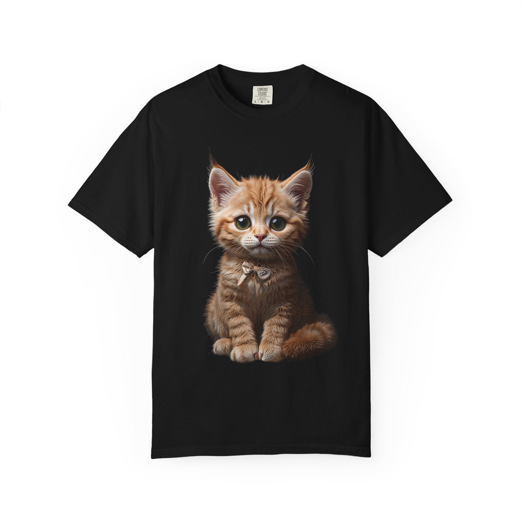 Kitten Illustration T-Shirt | Realistic Cat Portrait, organic cotton