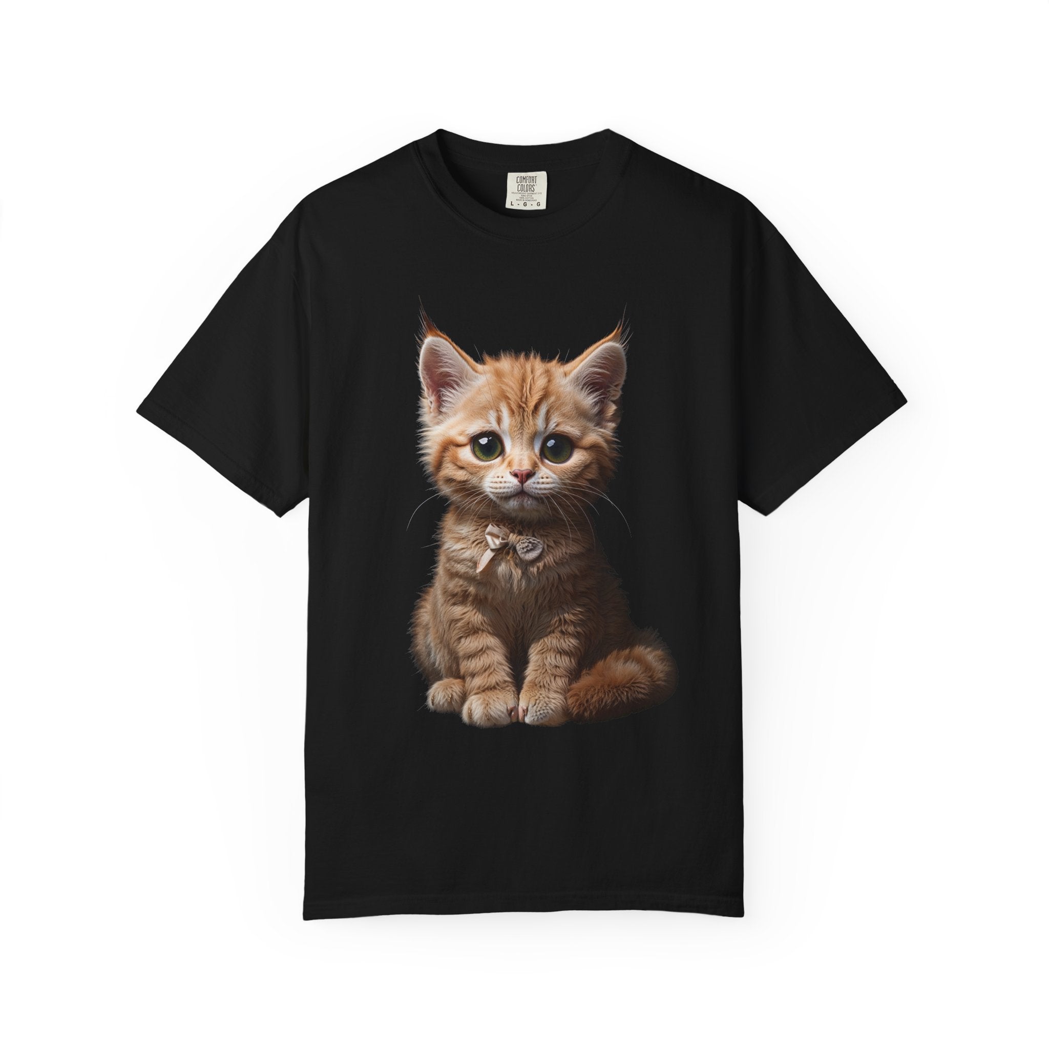 Kitten Illustration T-Shirt | Realistic Cat Portrait, organic cotton