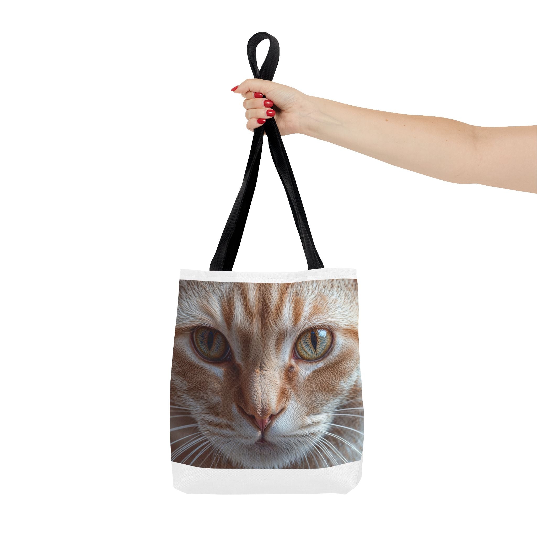 Sac fourre-tout à motif chat roux en gros plan | Imprimé intégral portrait de chat