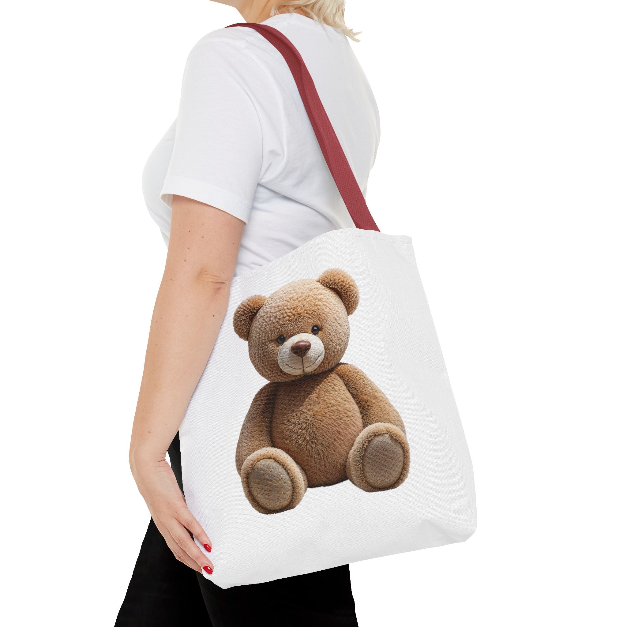 Sac fourre-tout mignon ours en peluche et chaton – Sac fourre-tout à imprimé animal mignon pour faire les courses et au quotidien