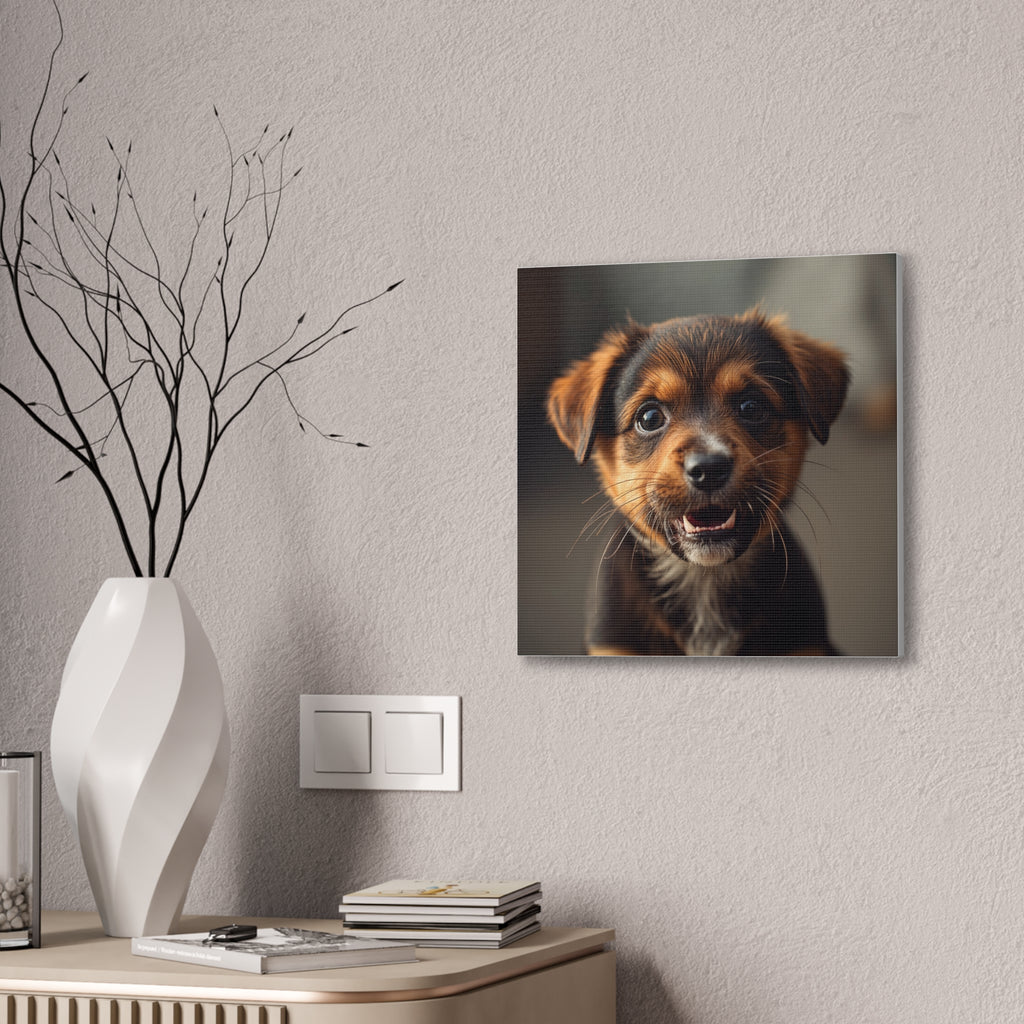 Smiling Puppy Portrait Canvas, gift for doh lovers