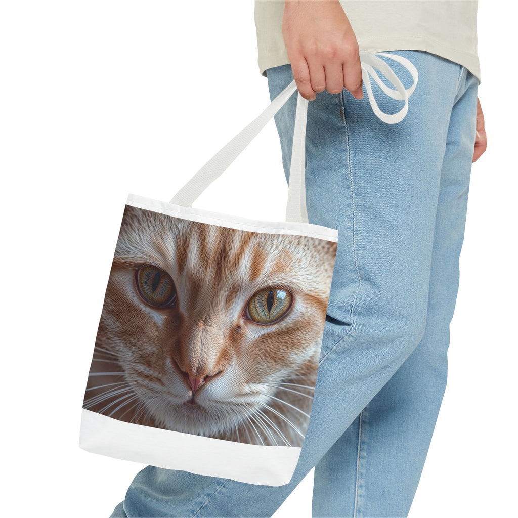 Sac fourre-tout à motif chat roux en gros plan | Imprimé intégral portrait de chat