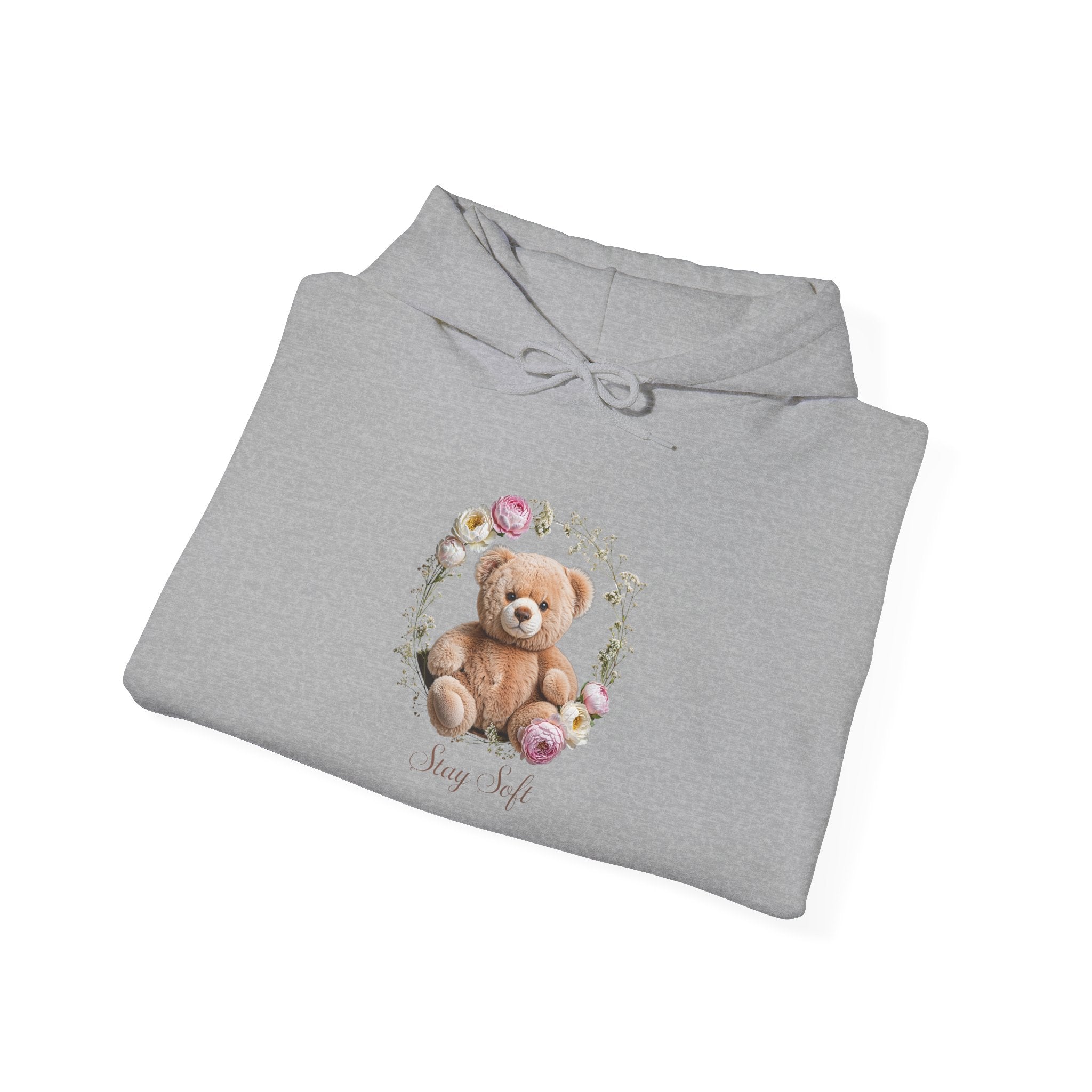 Sweat à capuche ours en peluche et couronne de fleurs | Sweat-shirt ours mignon avec roses