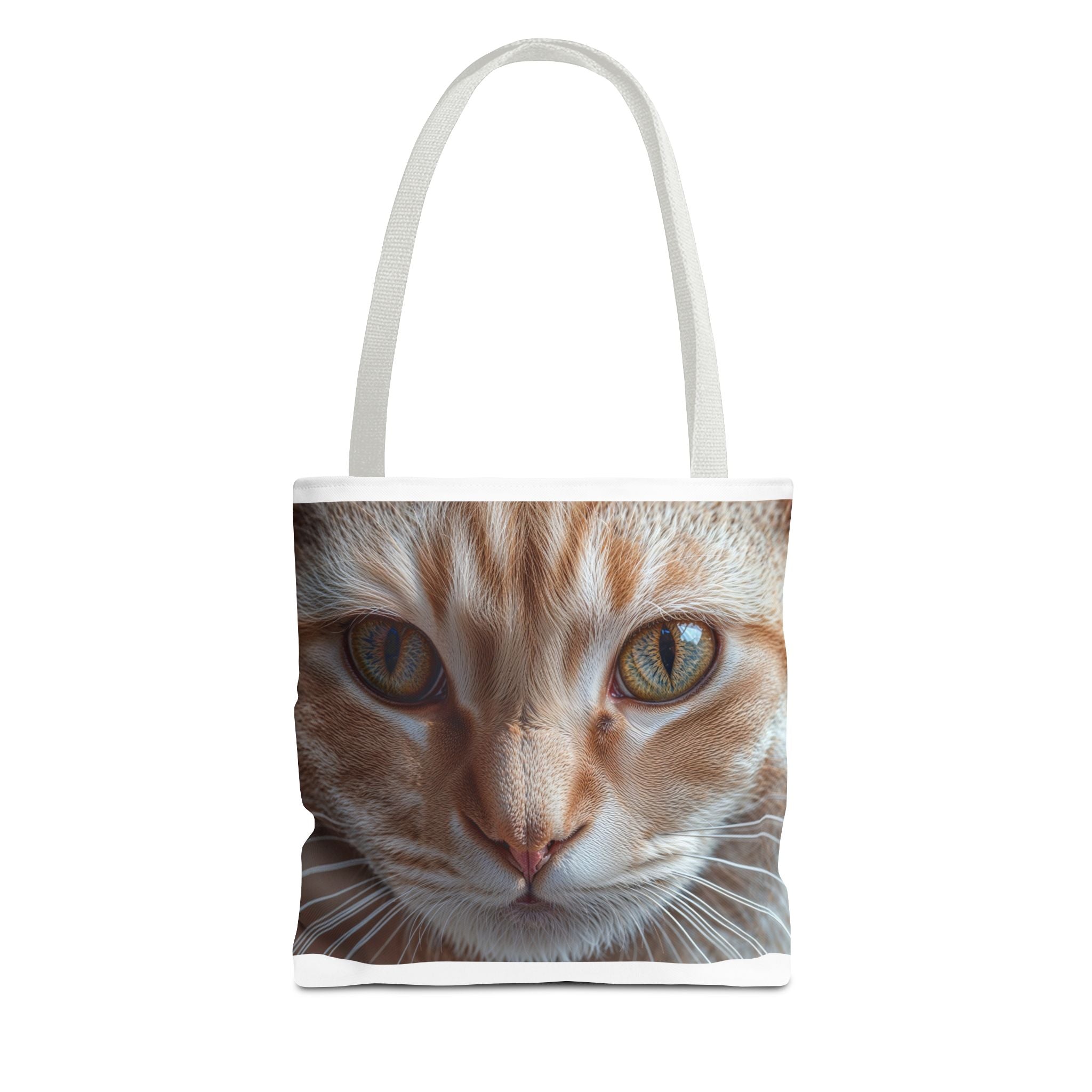 Sac fourre-tout à motif chat roux en gros plan | Imprimé intégral portrait de chat