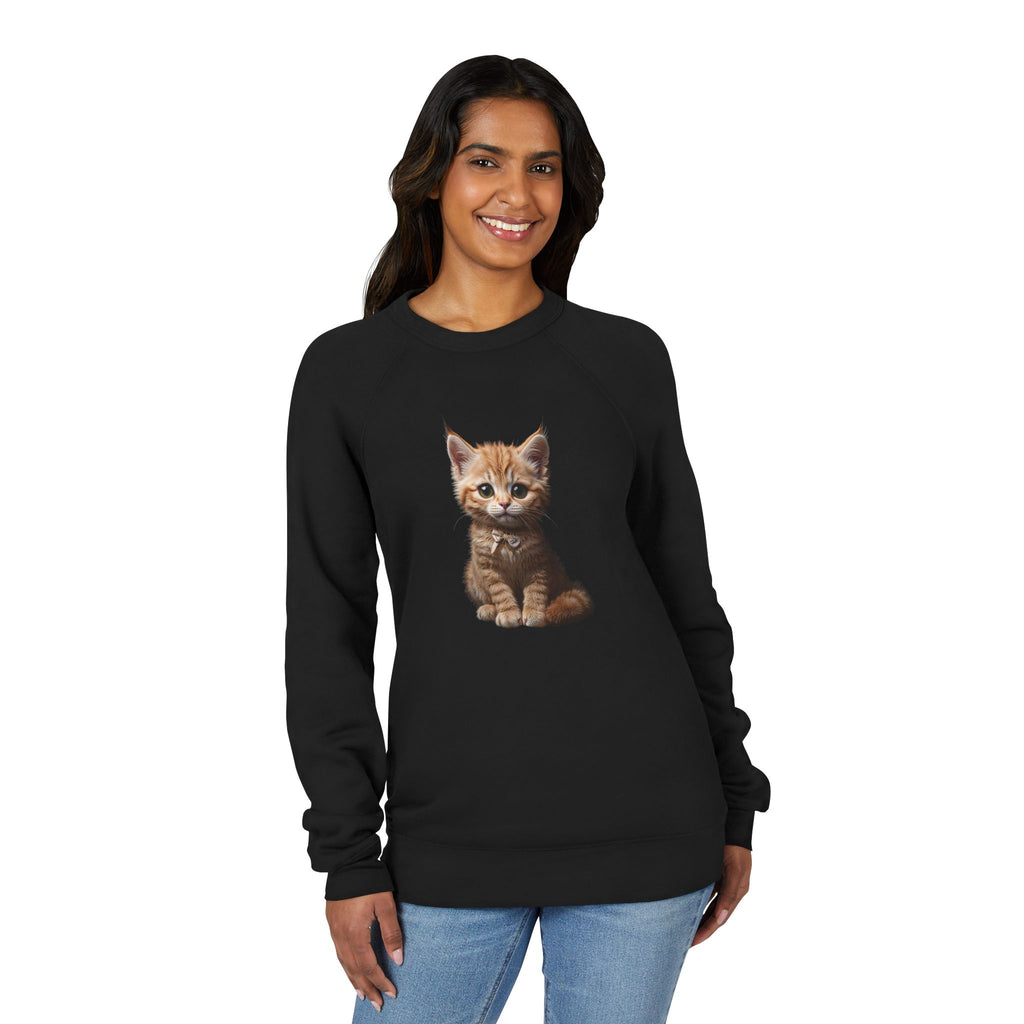 Sweat-shirt à motif chaton tigré orange | Sweat-shirt raglan avec illustration de chat mignon