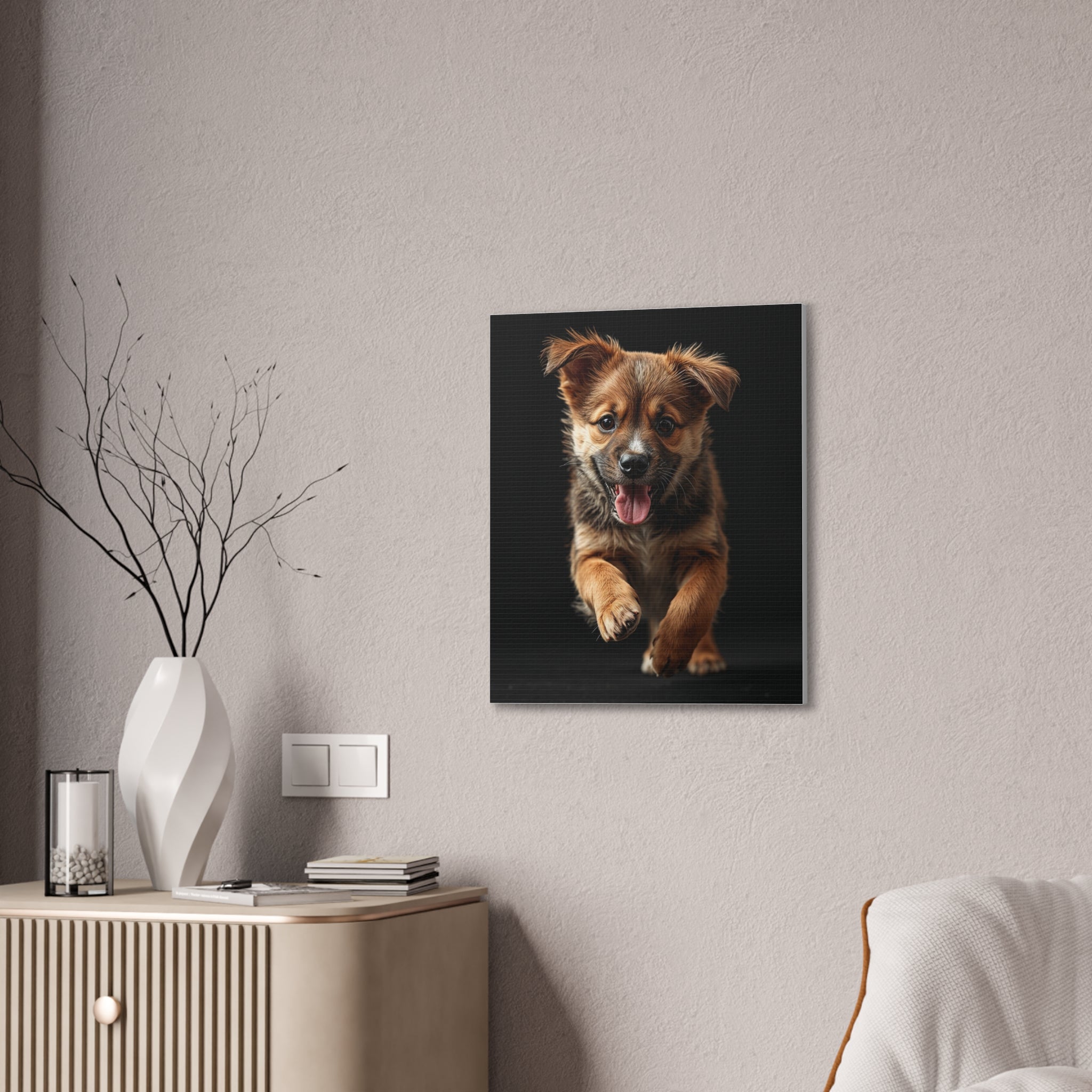 Running Puppy Canvas | Stretched Wall Art, gift for dog lovers