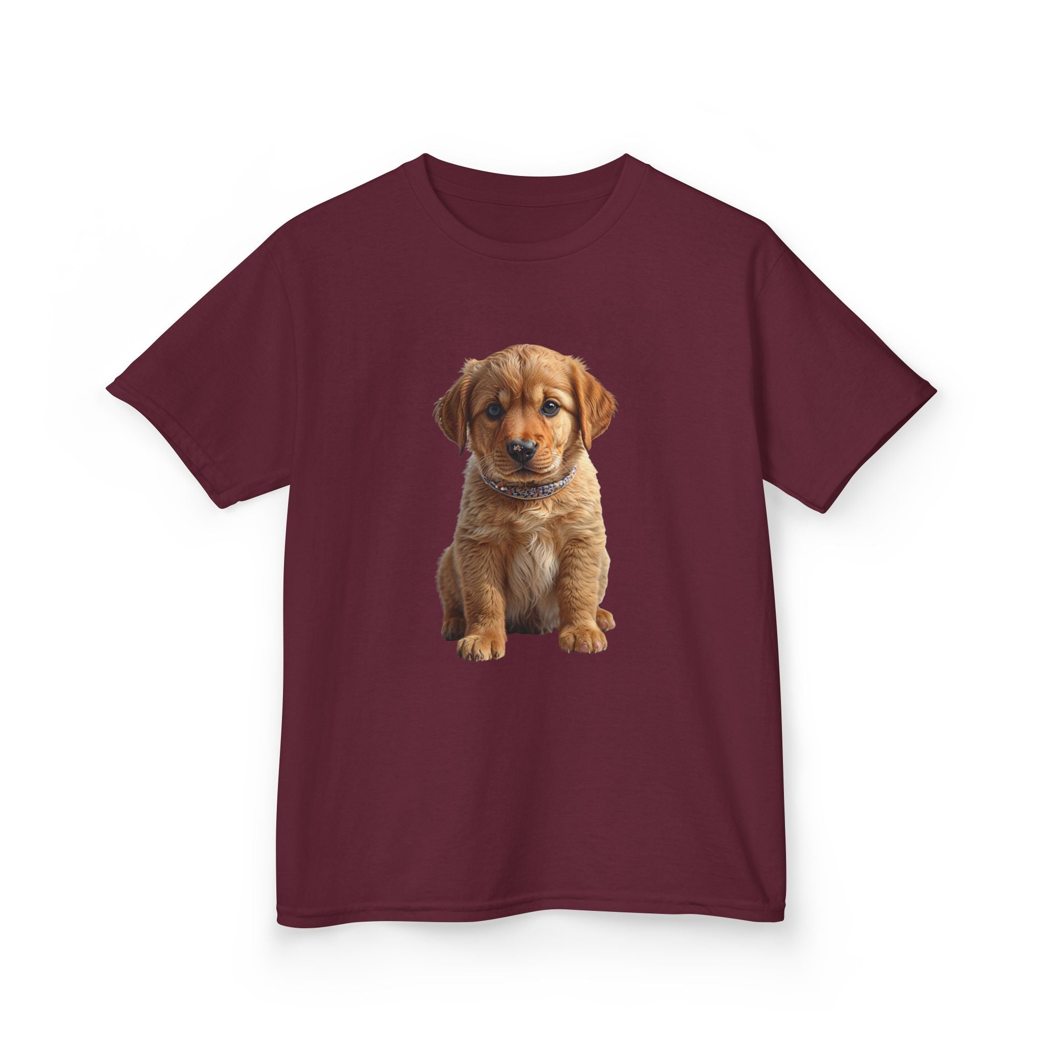 T-shirt enfant illustration chiot marron | T-shirt chien mignon, amoureux des animaux
