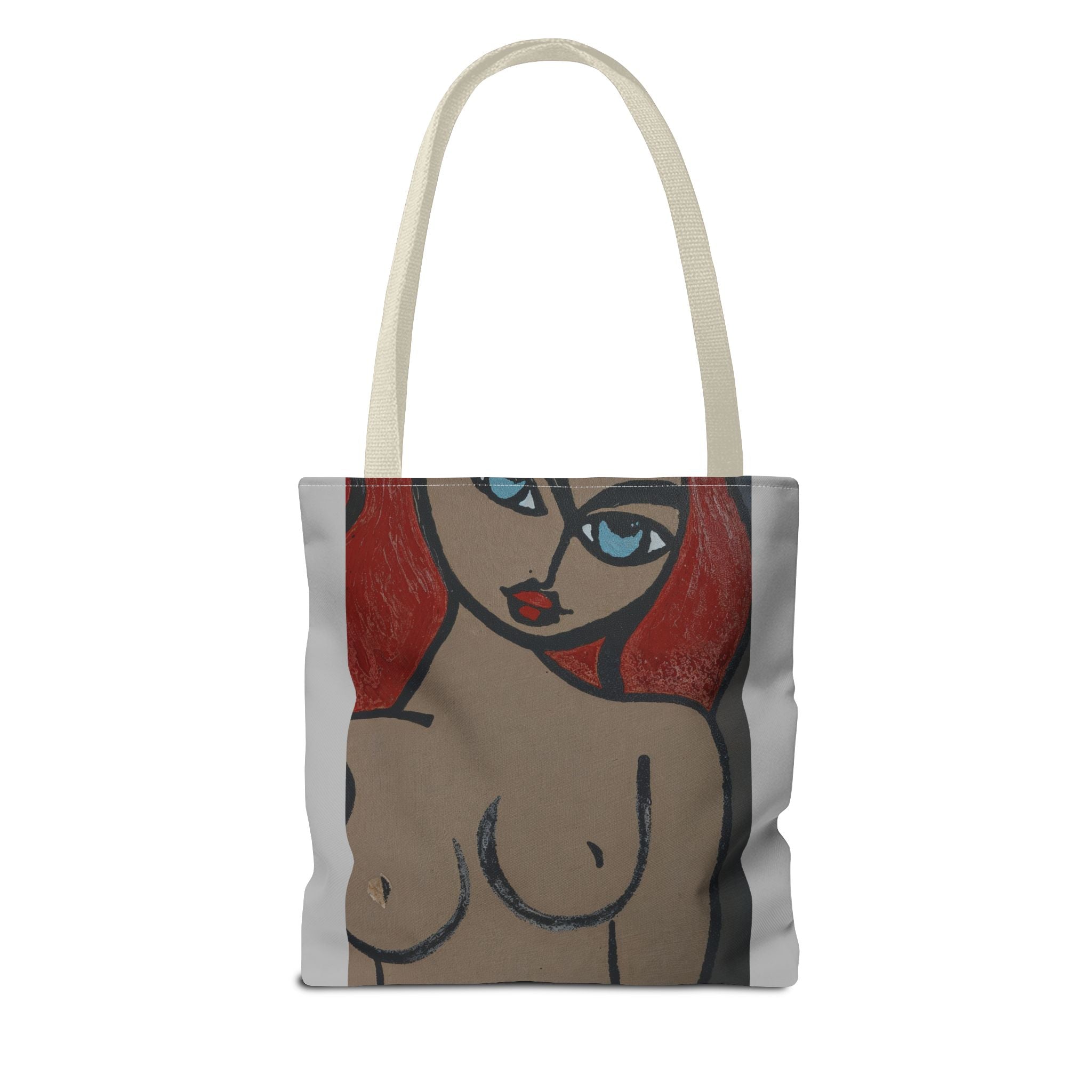 Sac fourre-tout portrait abstrait de femme | Motif expressionniste peint à la main