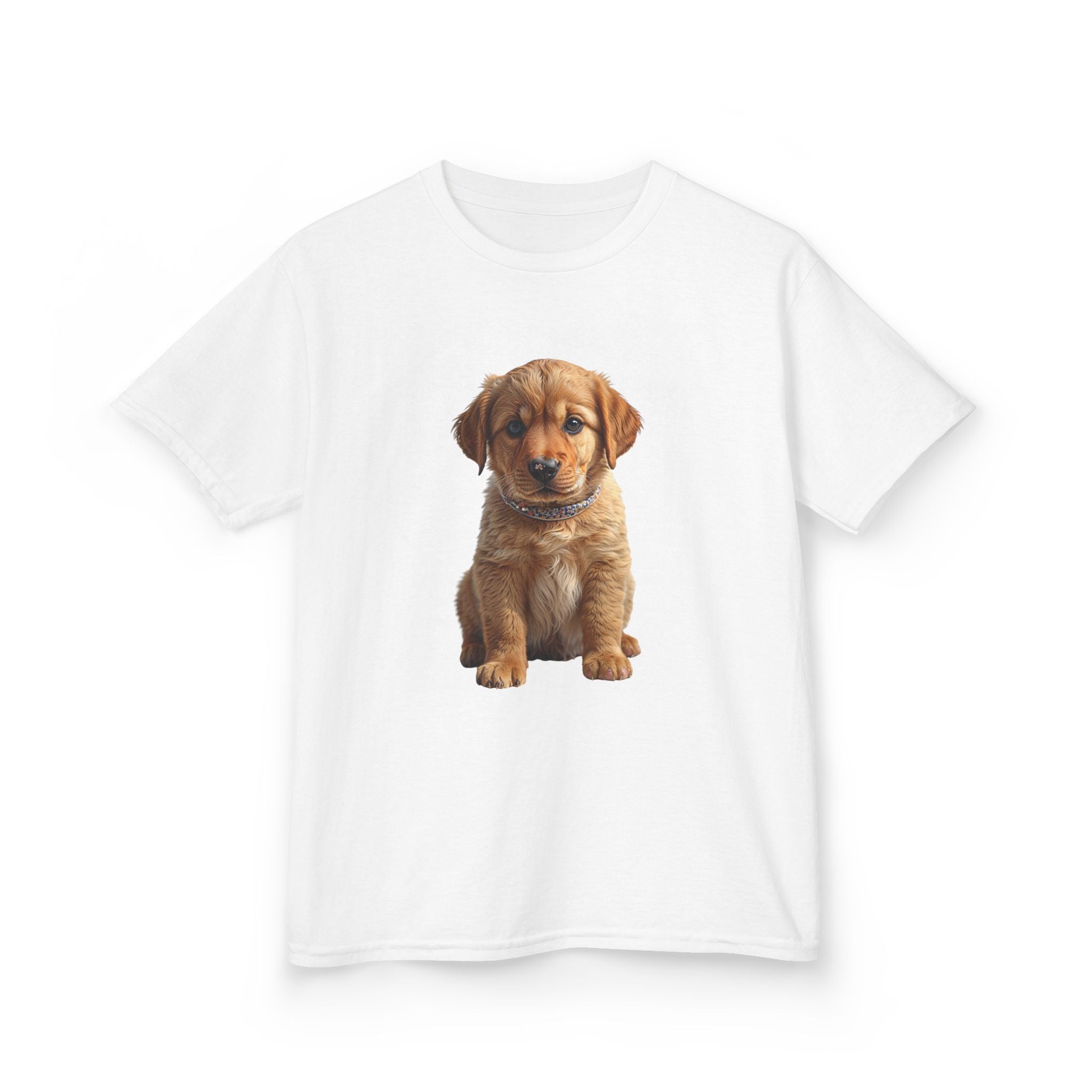 T-shirt enfant illustration chiot marron | T-shirt chien mignon, amoureux des animaux