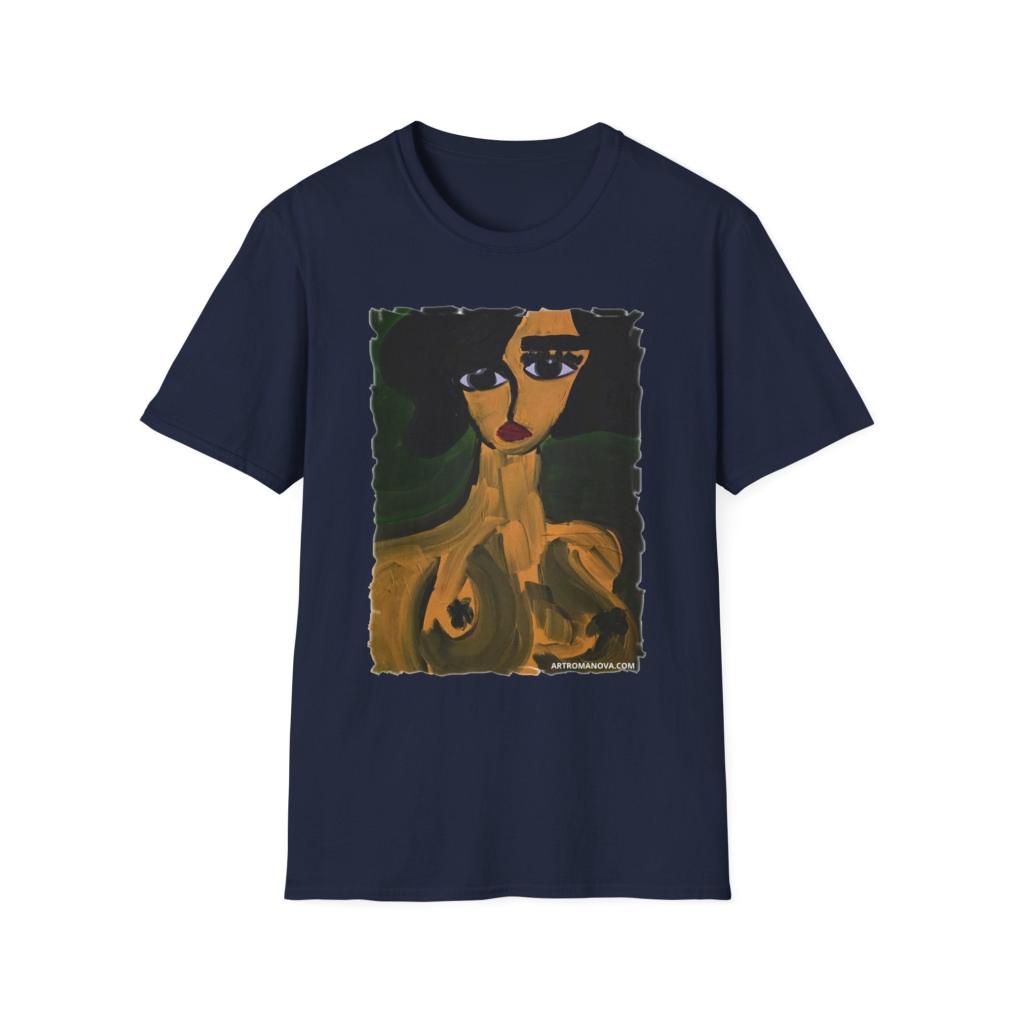 T-shirt Portrait de Femme Nue | Peinture Artistique Moderne, T-shirt Beaux-Arts, Impression Portrait de Nu Élégante, Peint à la Main, Style Galerie