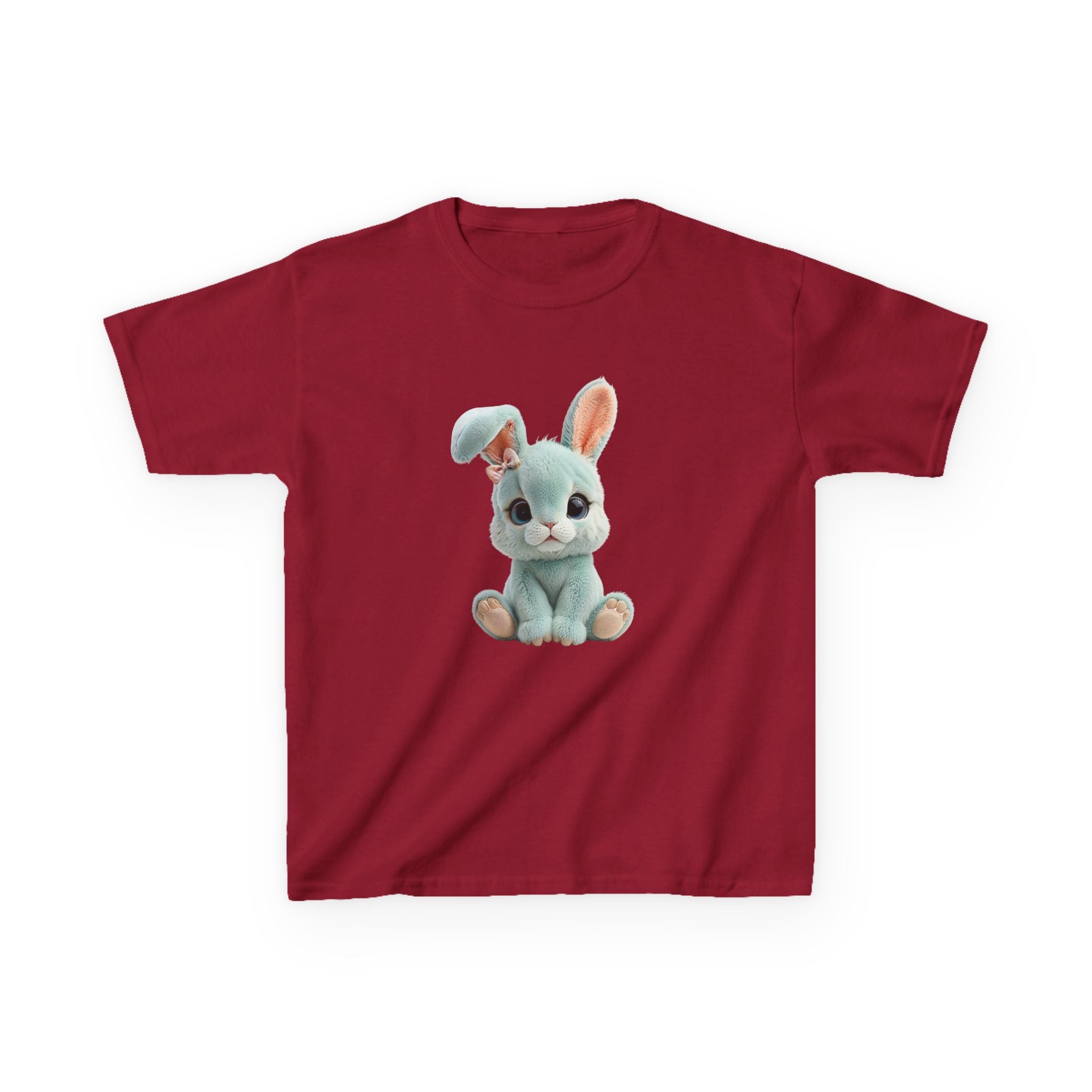 T-shirt enfant lapin en peluche mignon | Illustration de lapin bleu pastel, T-shirt de Pâques