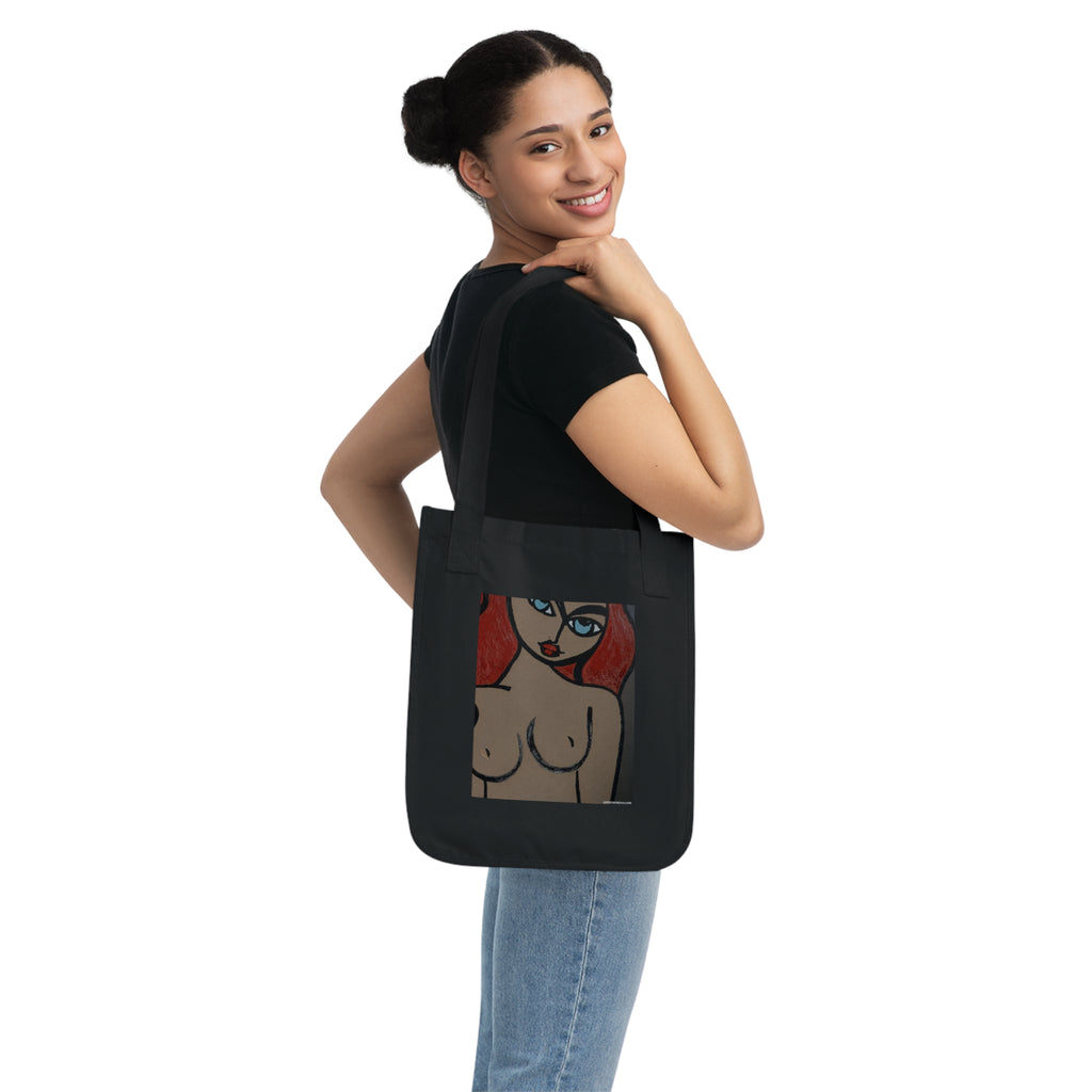 Sac fourre-tout en toile organique à illustration abstraite | Impression d'art, sac fait main