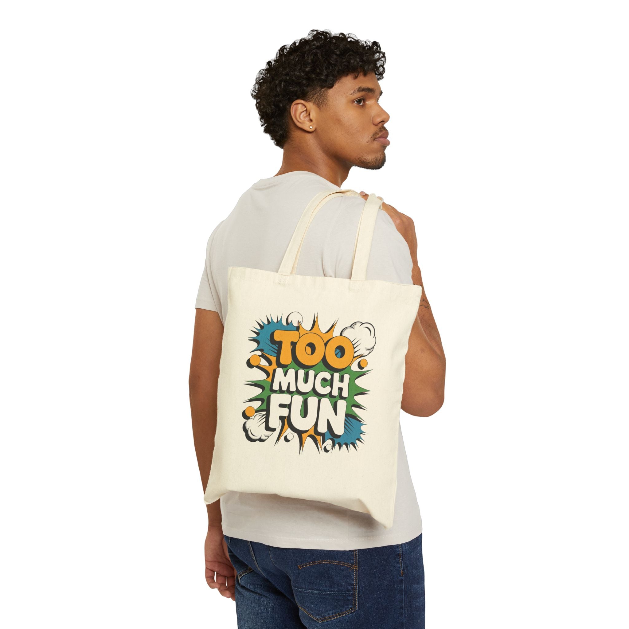 Too Much Fun Tote Bag | Retro Comic Pop Art, eco cotton shopper bag (Copy)