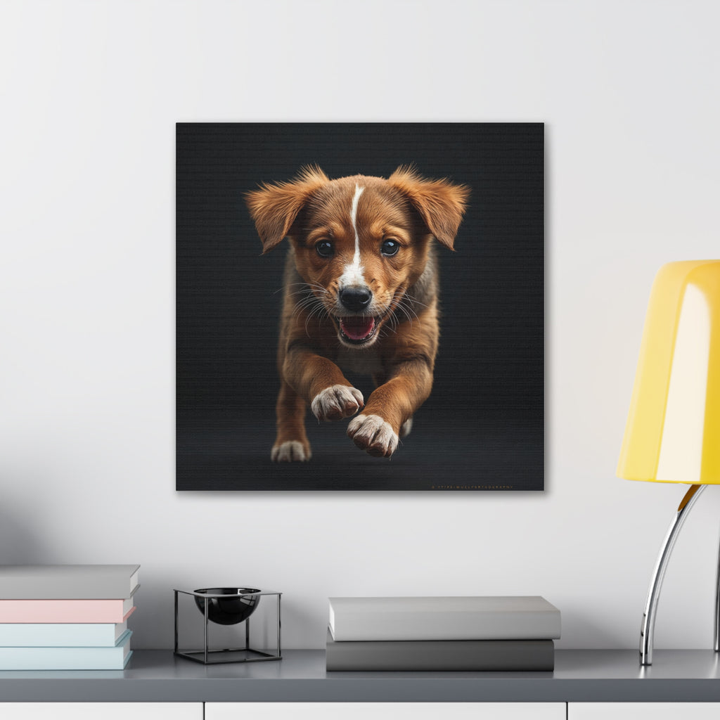 Playful Puppy Portrait Canvas, gift for dog lovers