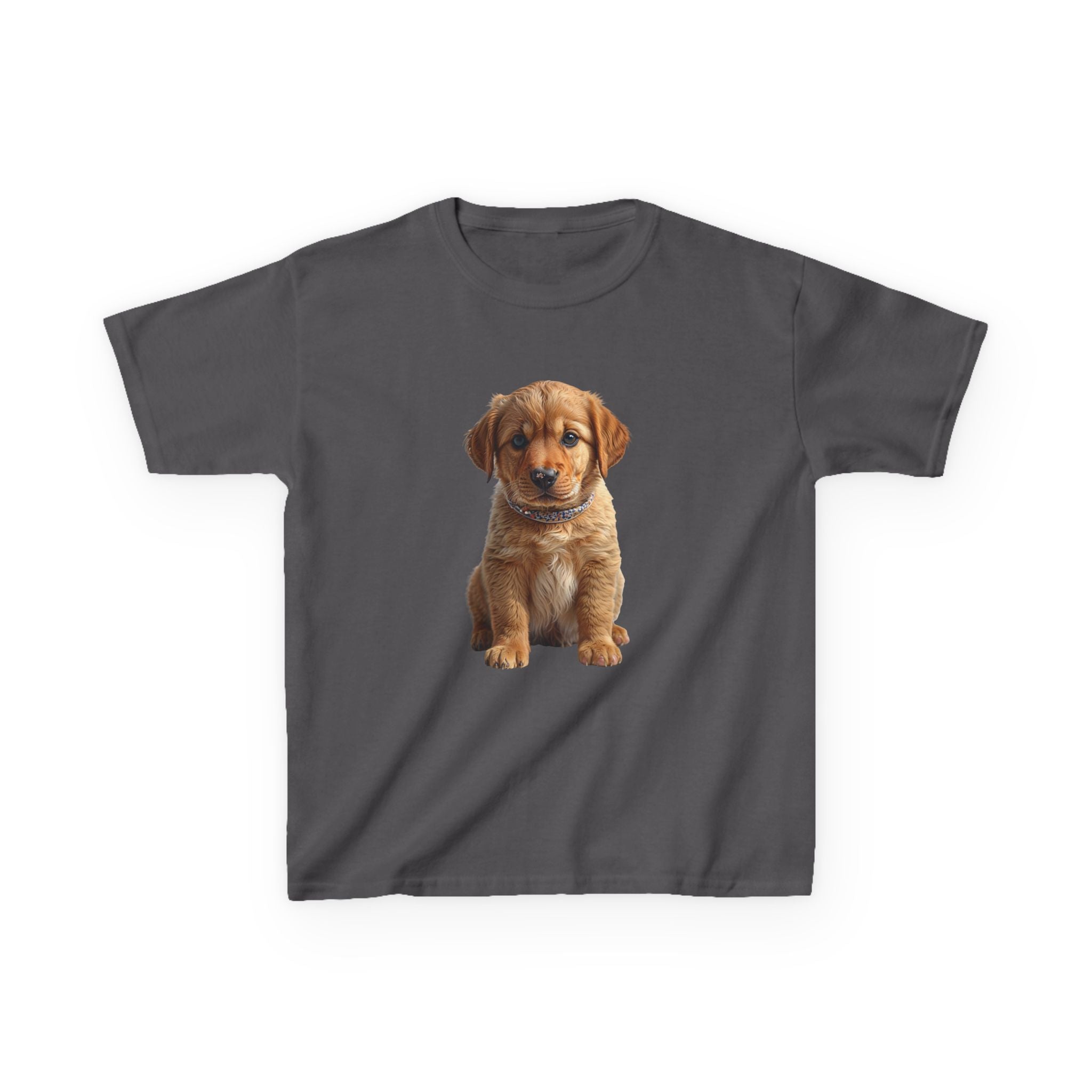 T-shirt enfant illustration chiot marron | T-shirt chien mignon, amoureux des animaux