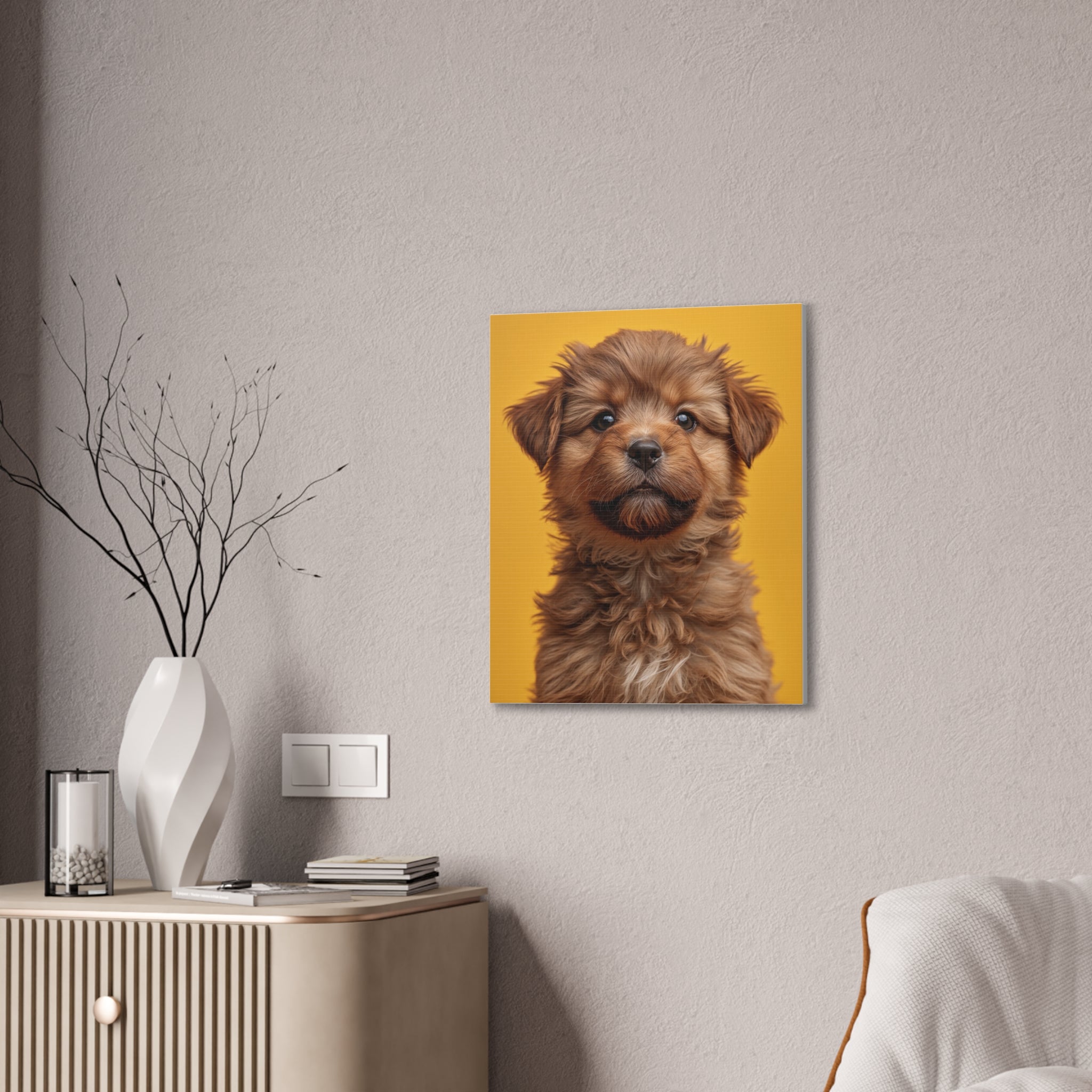 Cute Brown Puppy Portrait Canvas, gift for dog lovers