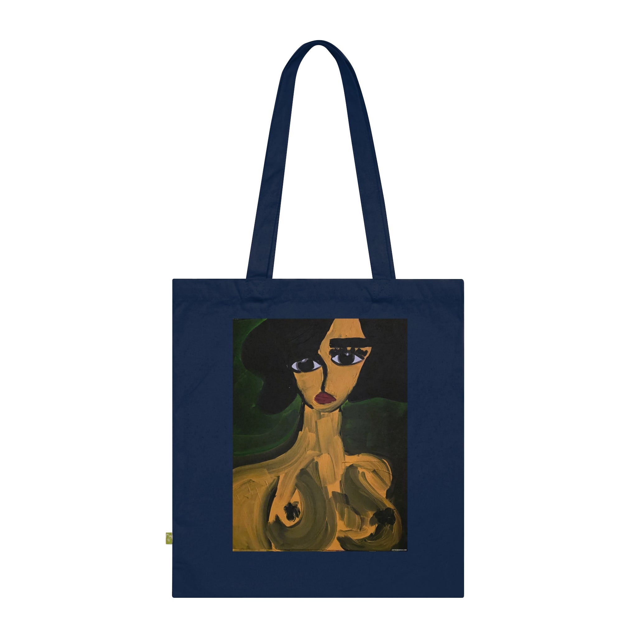 Sac fourre-tout Portrait abstrait | Art expressionniste féminin, coton écologique, toile faite main, peinture de femme nue