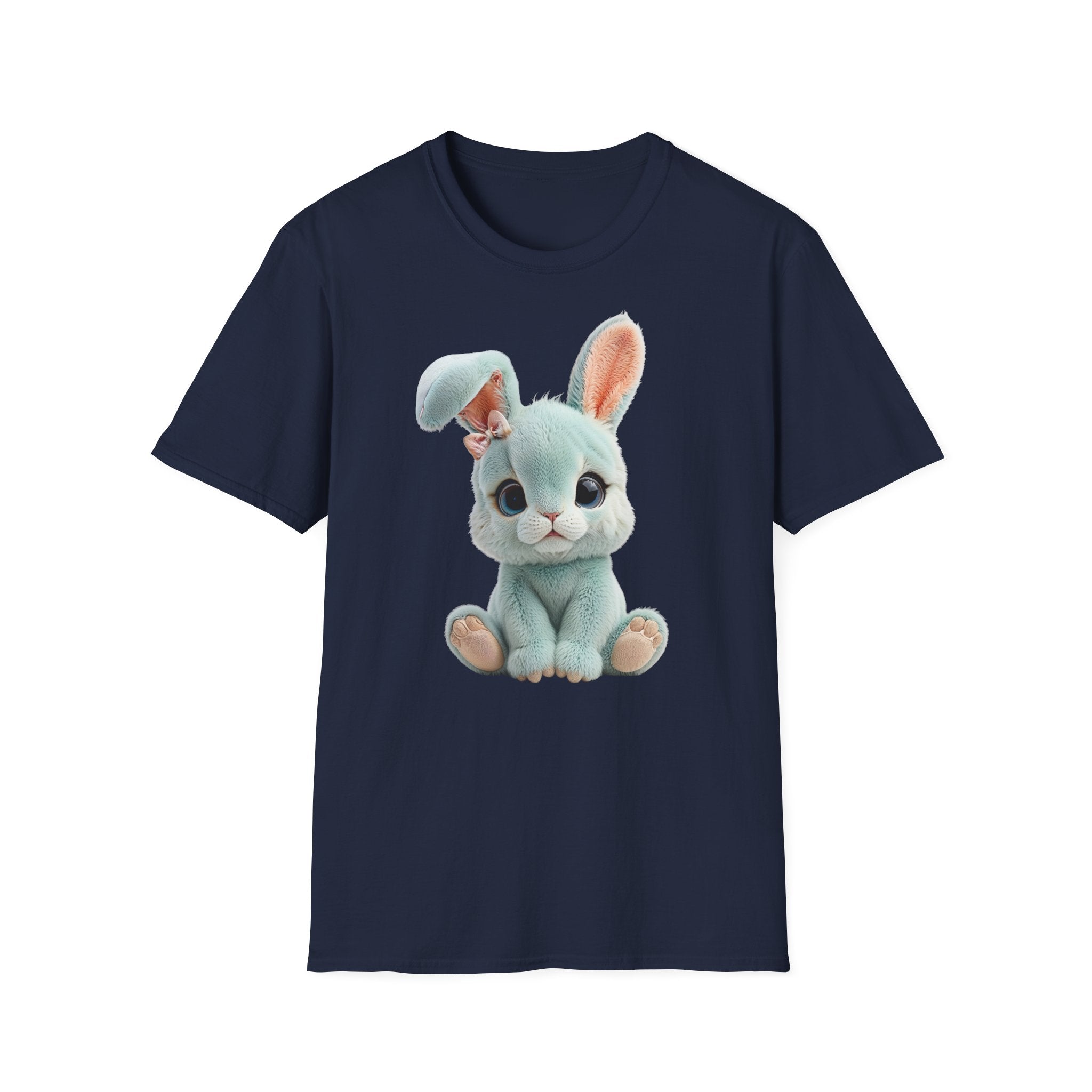 T-shirt Lapin en peluche bleu | T-shirt graphique lapin mignon