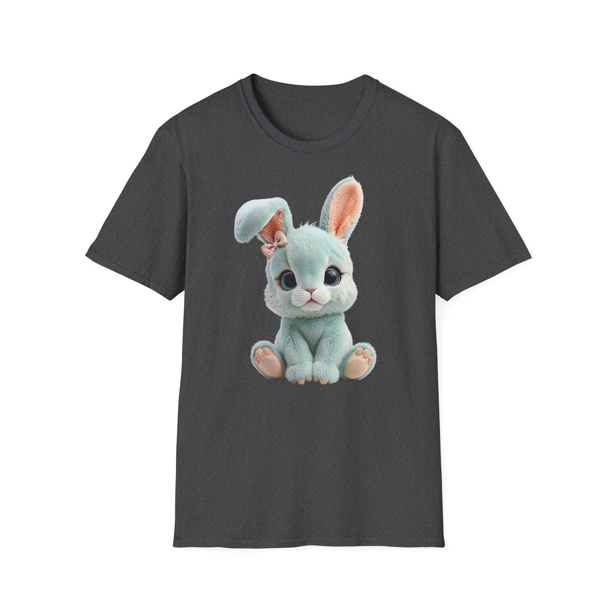 T-shirt Lapin en peluche bleu | T-shirt graphique lapin mignon