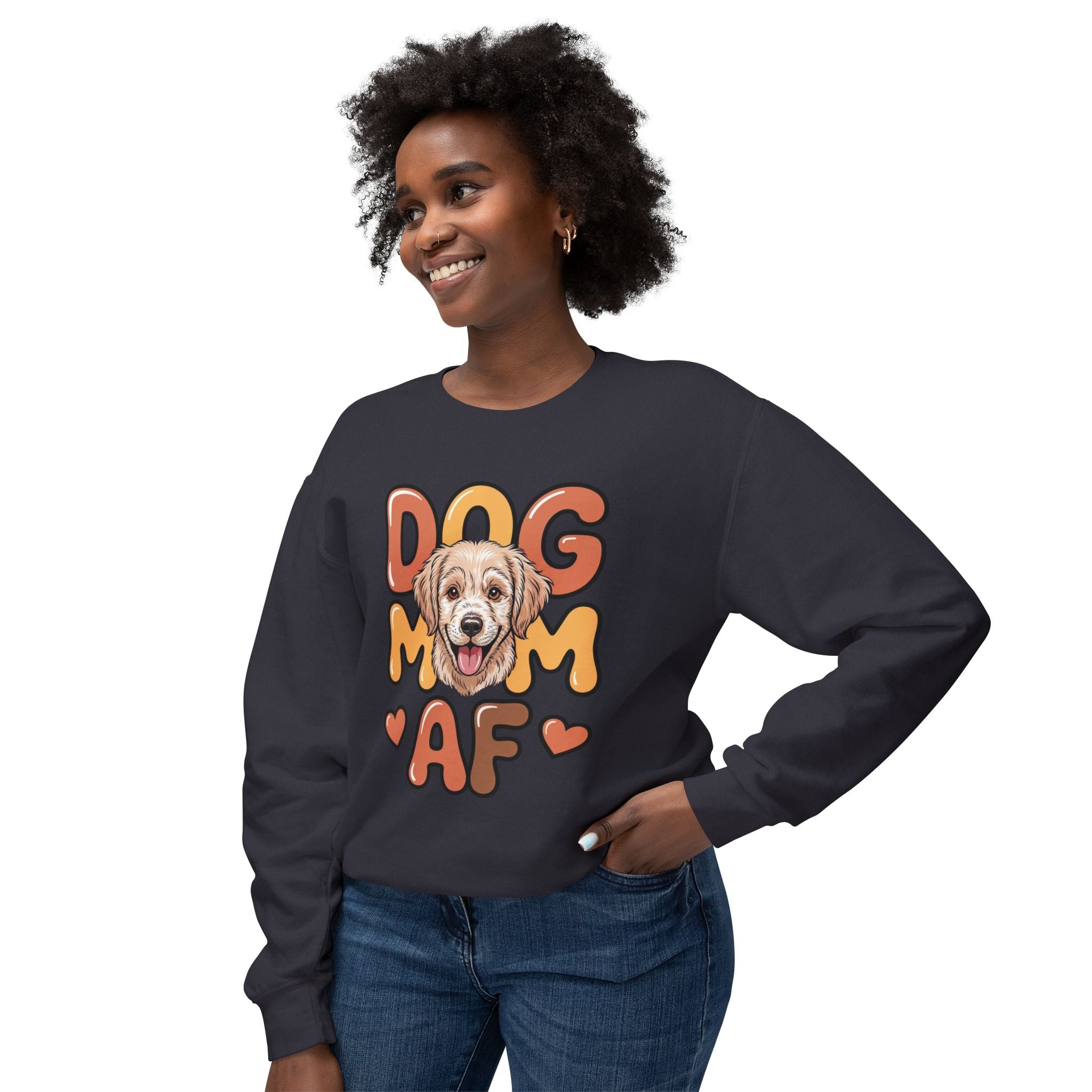 Dog Lover Sweatshirt | Golden Retriever Illustration, Cute Heart Design