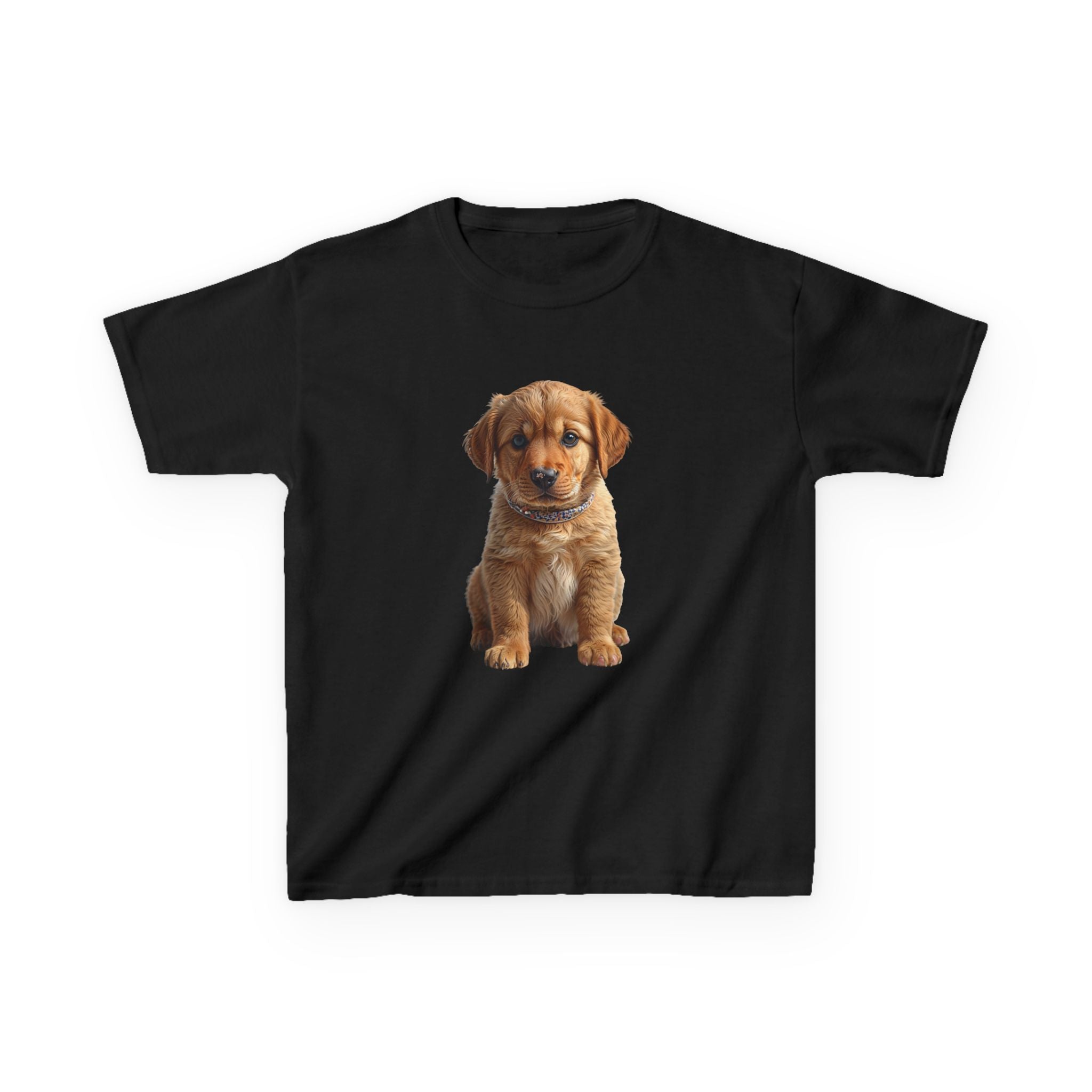 T-shirt enfant illustration chiot marron | T-shirt chien mignon, amoureux des animaux