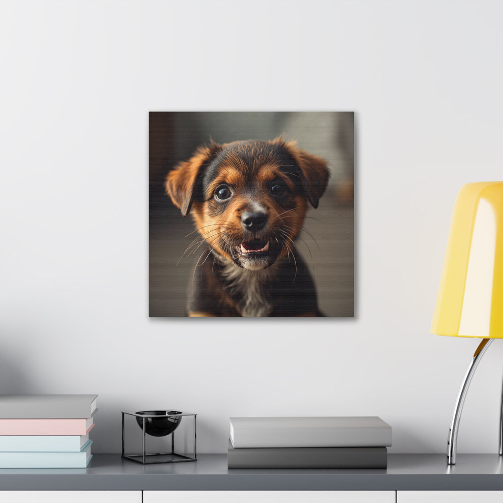 Smiling Puppy Portrait Canvas, gift for doh lovers