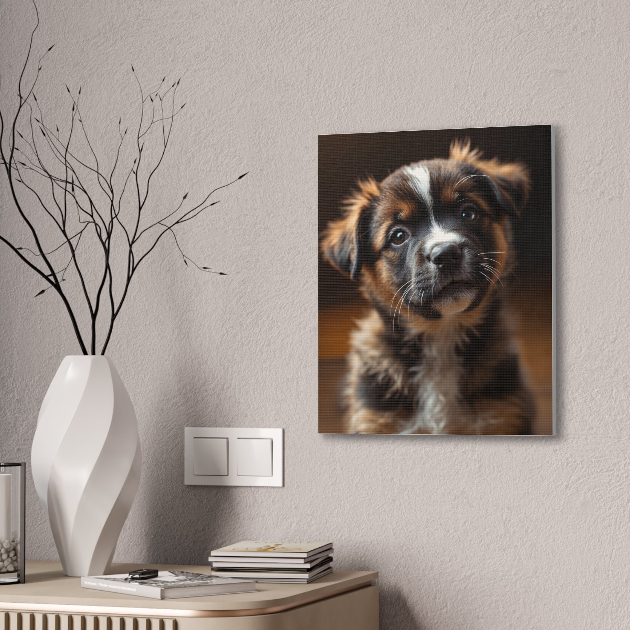 Adorable Puppy Portrait Canvas, gift for dog lovers, wall art with dog