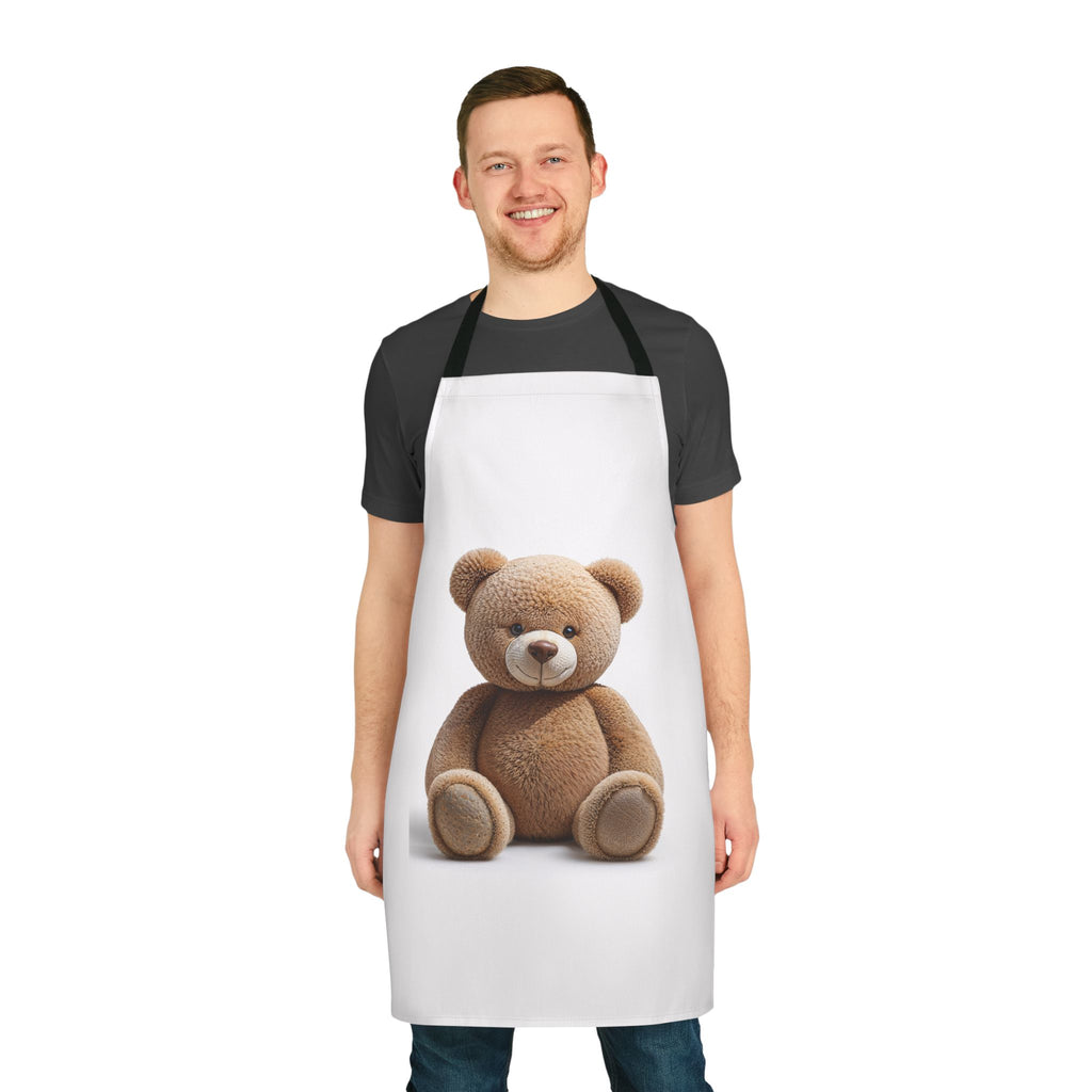 Tablier marron à motif ours en peluche | Joli imprimé peluche, tablier de cuisine pour enfants
