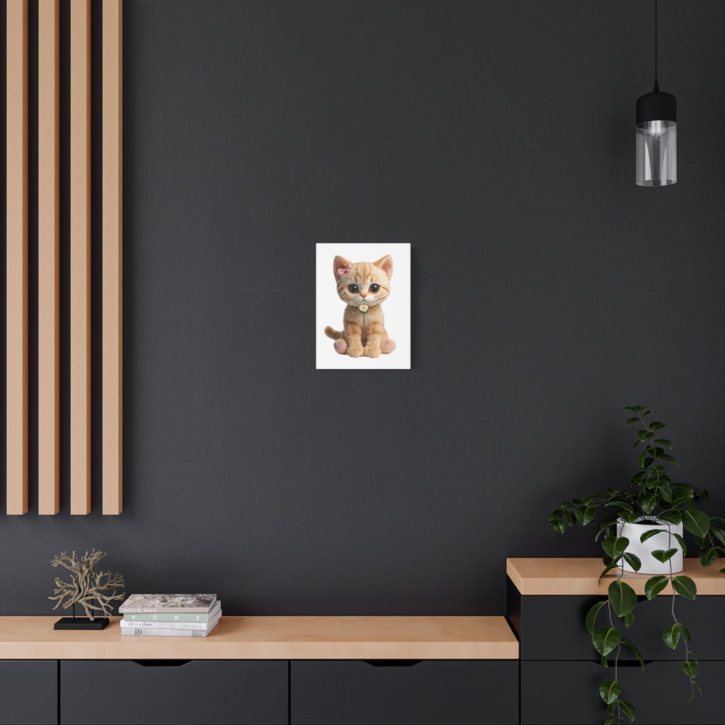 Cute Big-Eyed Kitten with Daisy Canvas