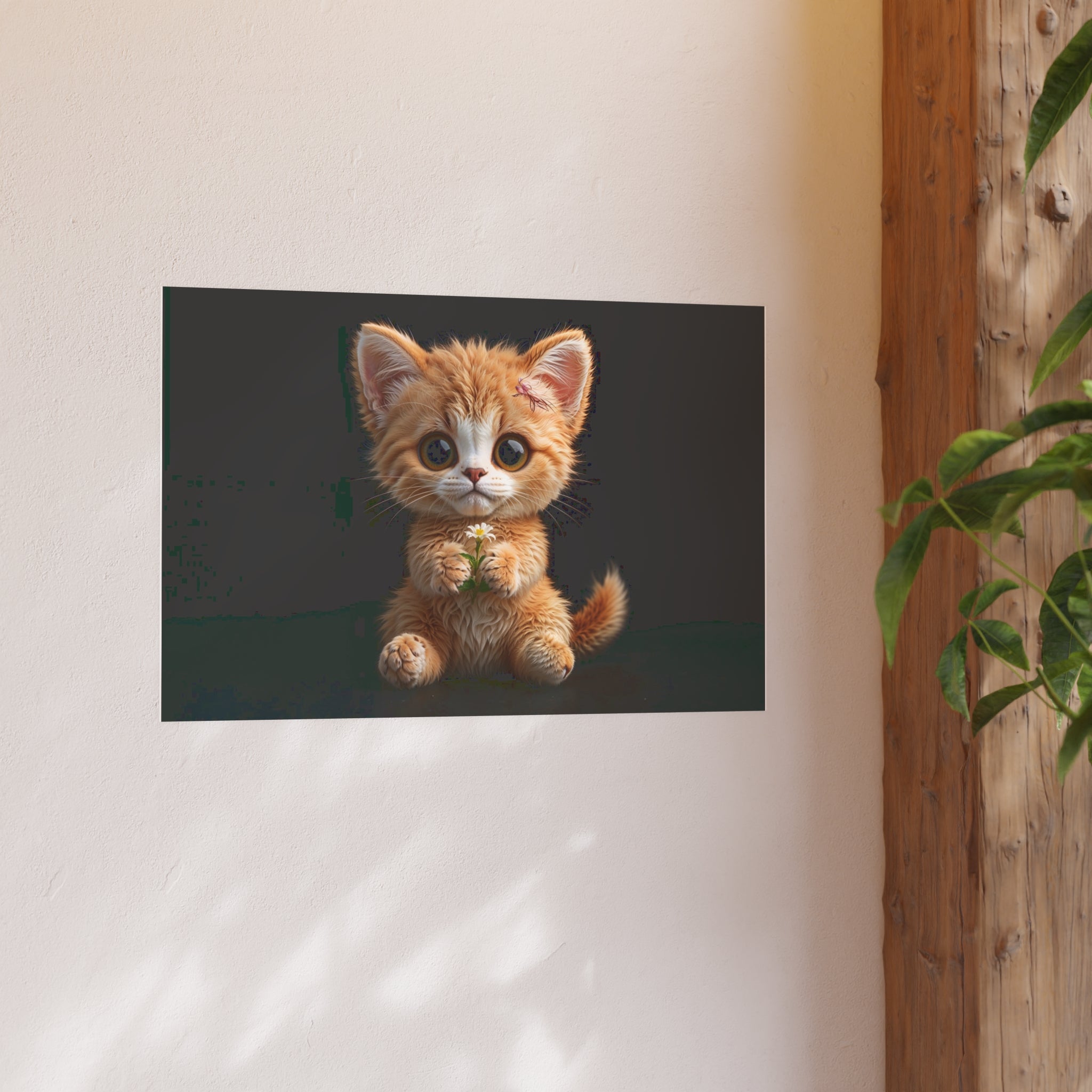 Cute Kitten Illustration Poster | Cat Wall Art, cat lover Decor