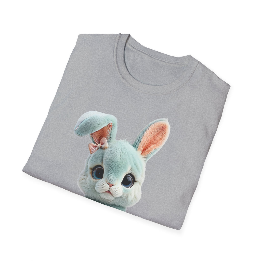 T-shirt Lapin en peluche bleu | T-shirt graphique lapin mignon