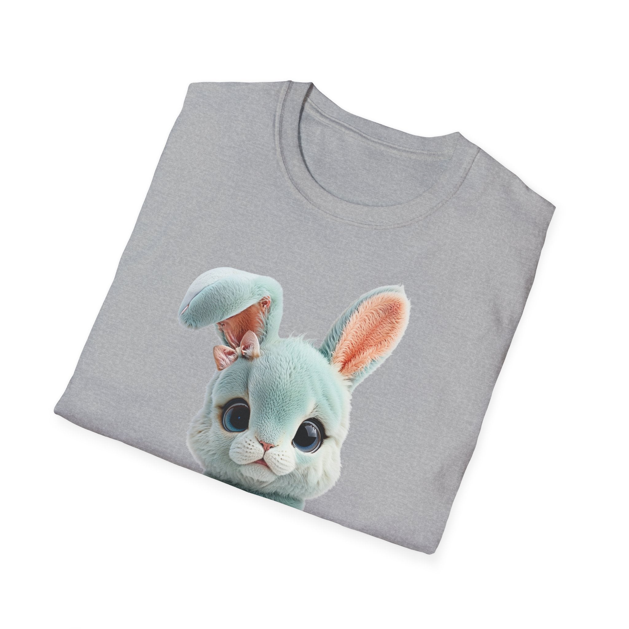 T-shirt Lapin en peluche bleu | T-shirt graphique lapin mignon