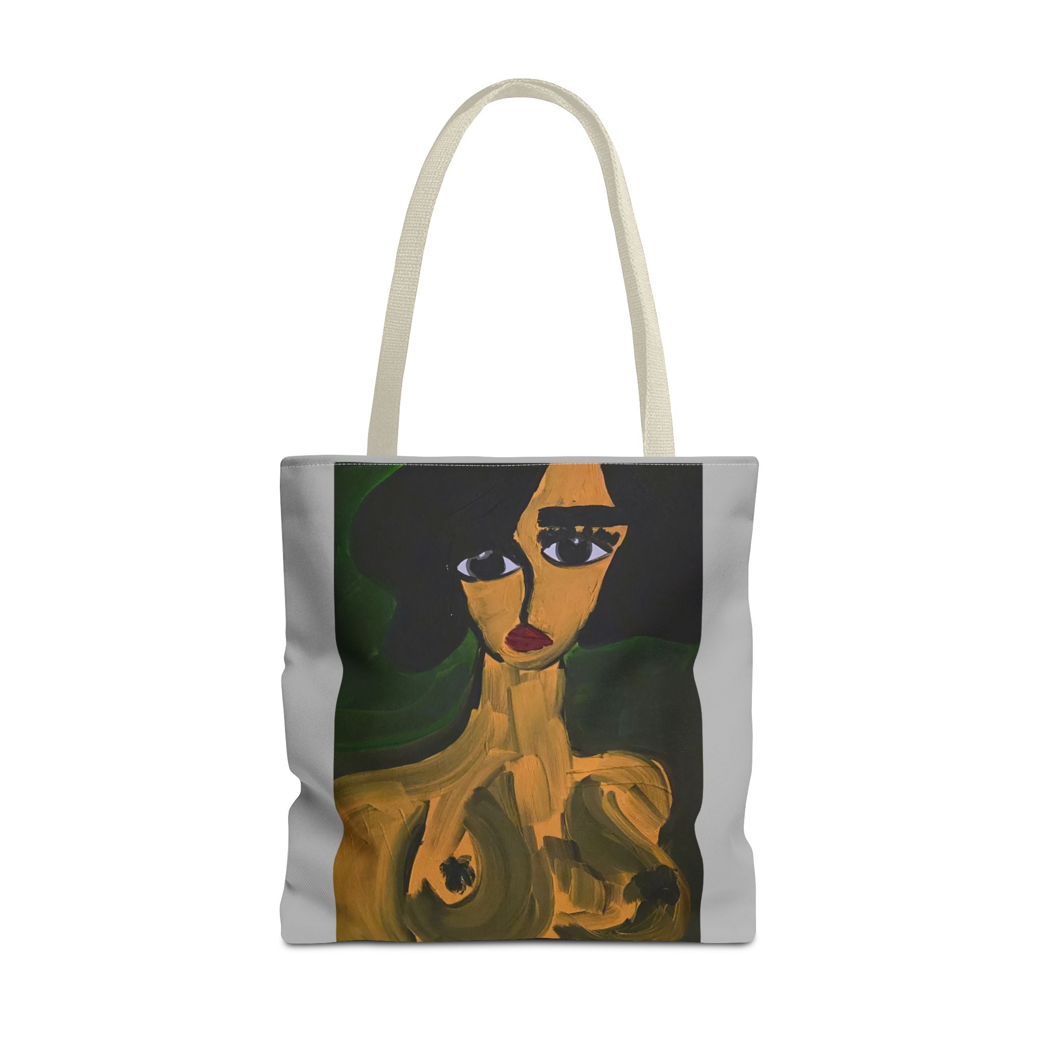 Sac fourre-tout portrait abstrait de femme | Motif expressionniste peint à la main