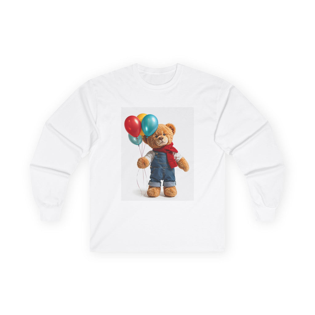 T-shirt à manches longues Ours en peluche avec ballons | Illustration mignonne pour enfants