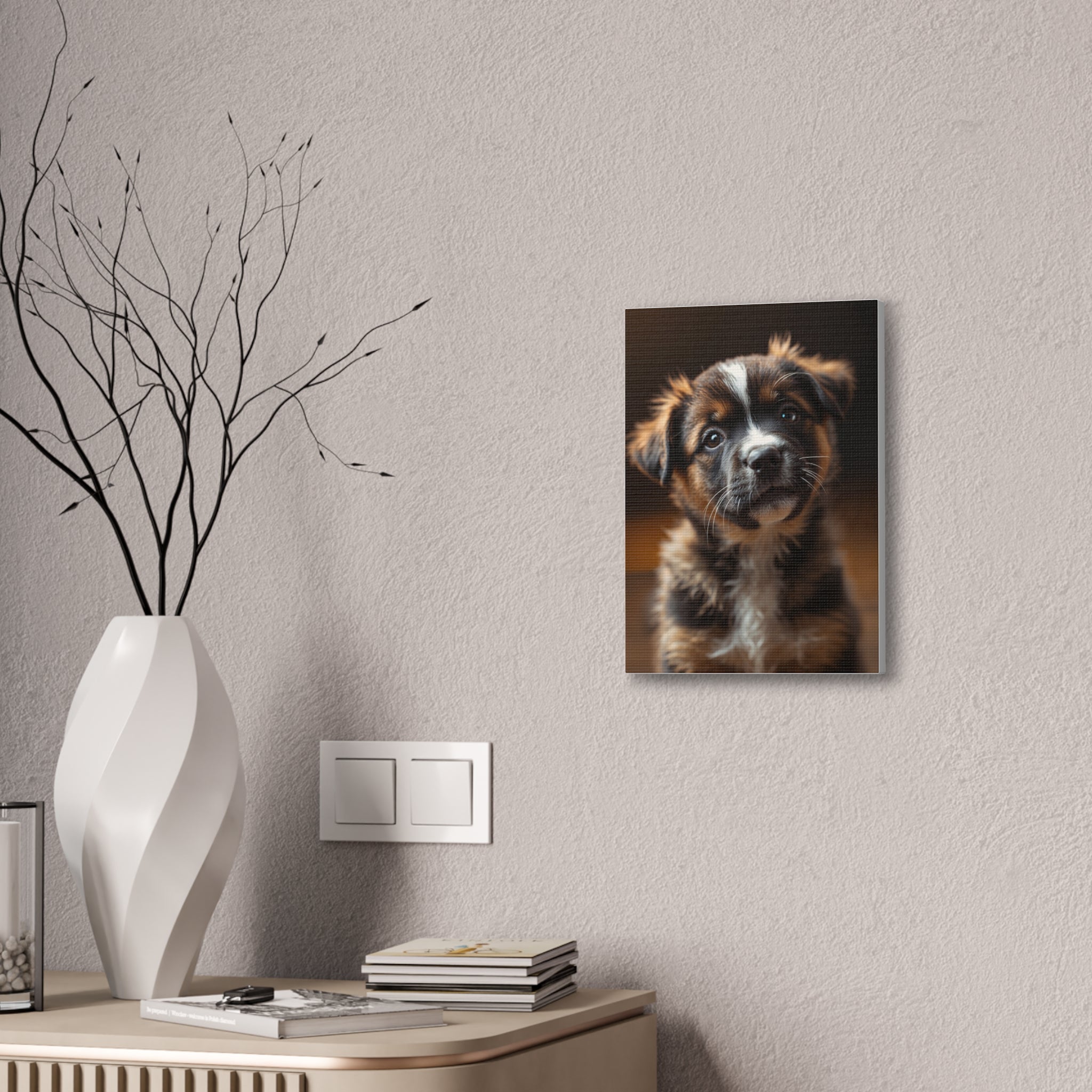Adorable Puppy Portrait Canvas, gift for dog lovers, wall art with dog